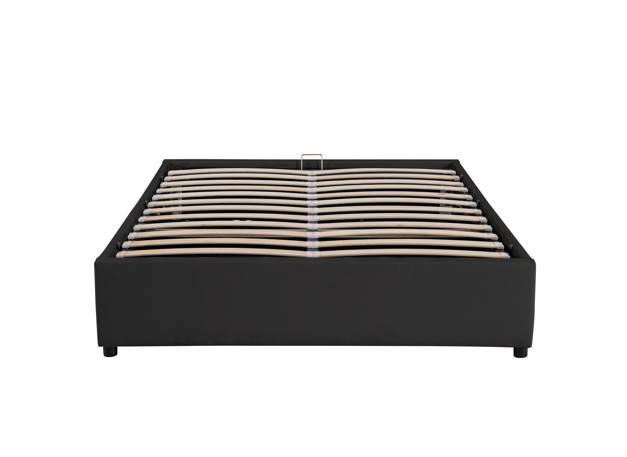 Cama abatible LIZBAN de 160x200 cm en piel sintética negra con almacenaje