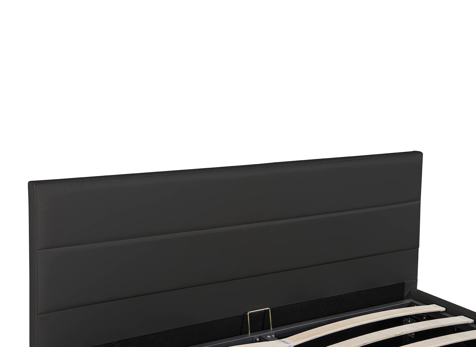 Cama con almacenaje ELENCE de piel sintética negra, 180x200 cm