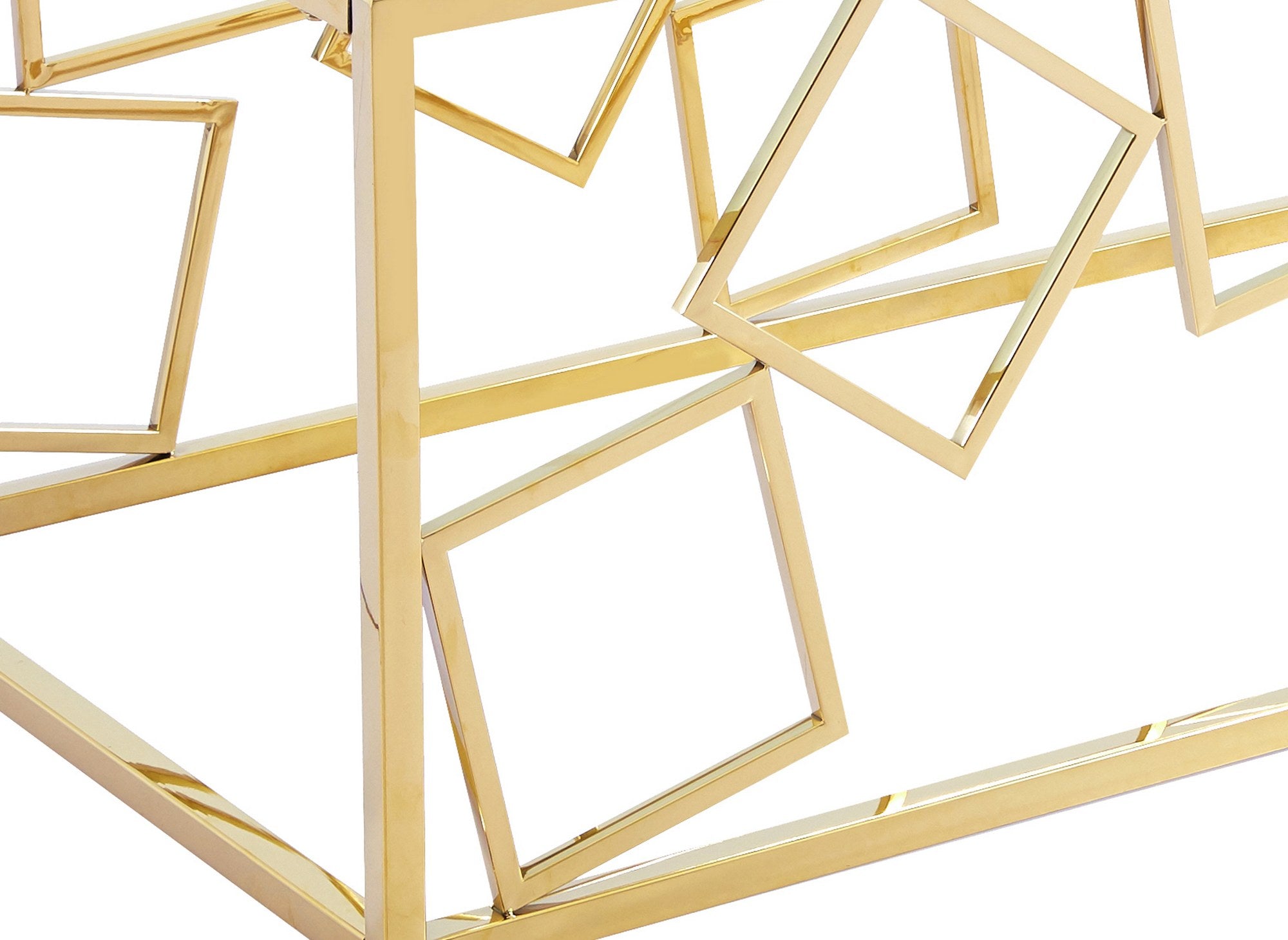 Mesa de centro rectangular de diseño ARVI en vidrio y metal dorado