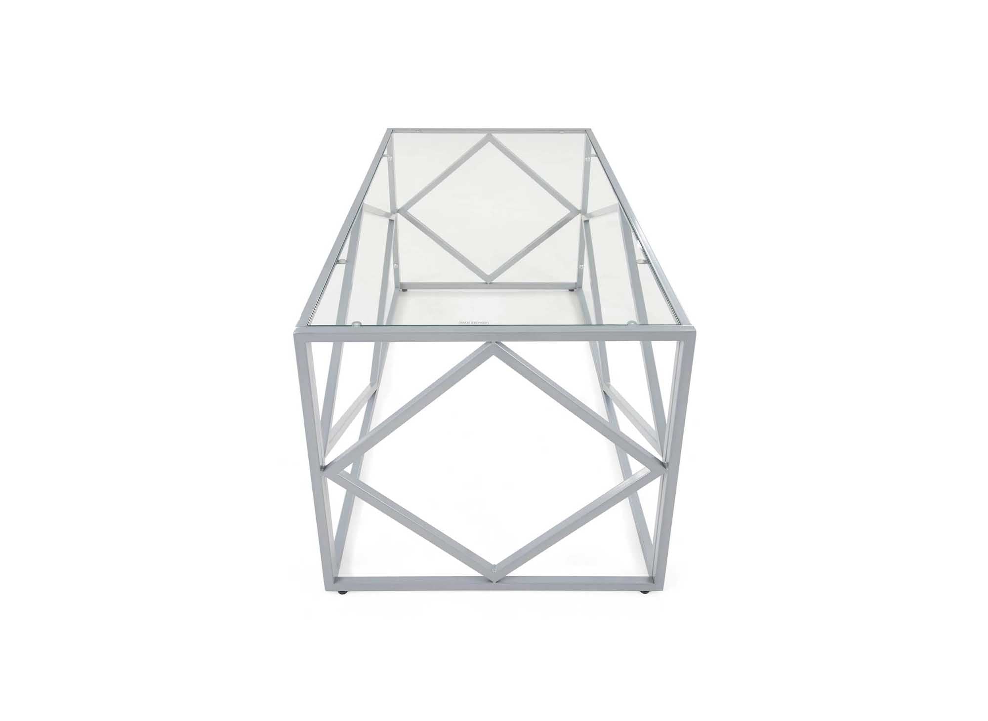 Mesa de centro rectangular de diseño ELIO en vidrio y metal