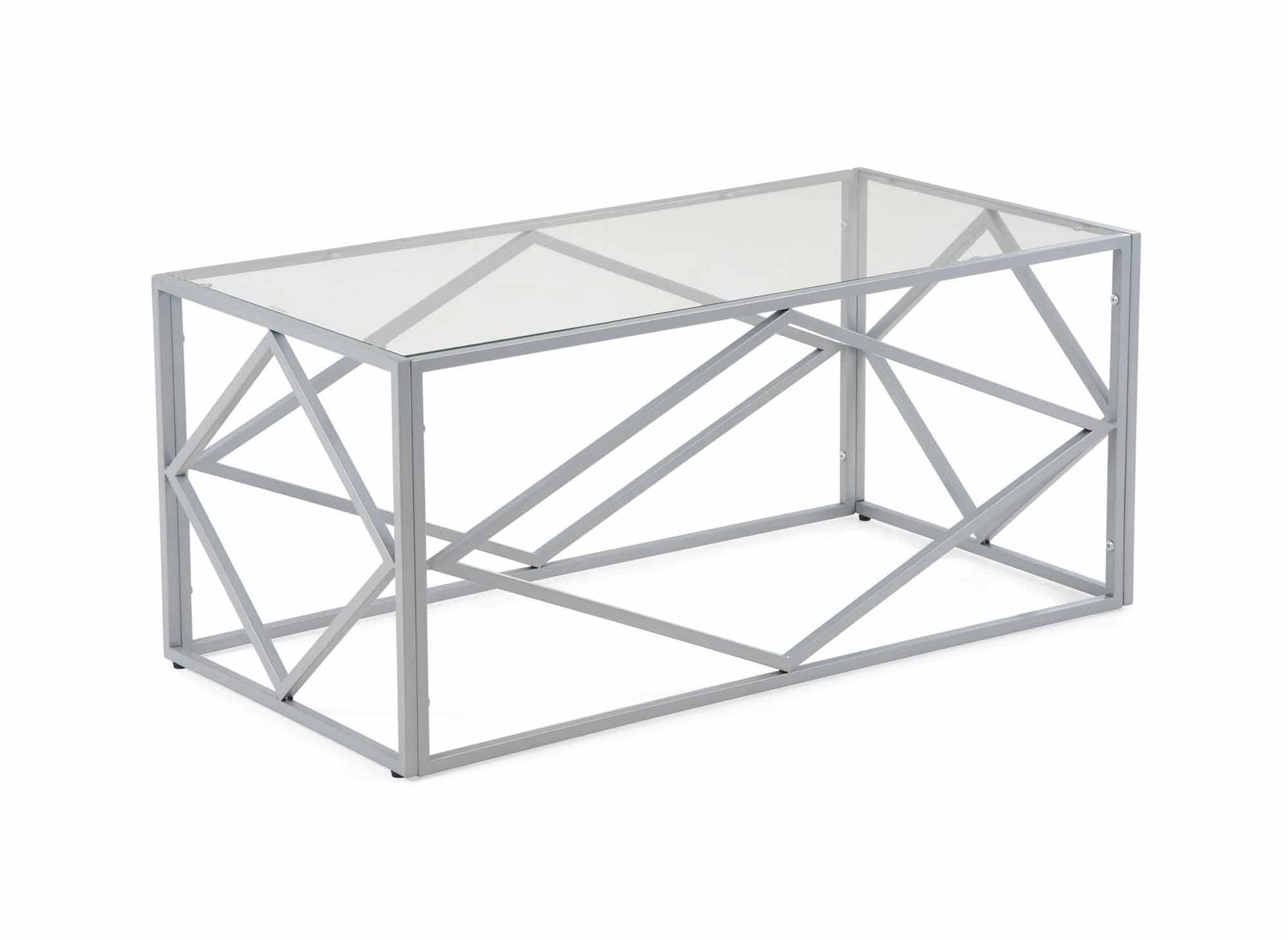 Mesa de centro rectangular de diseño ELIO en vidrio y metal