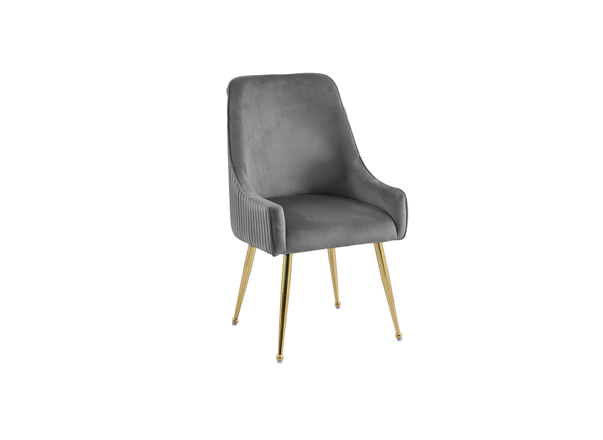 Juego de 2 sillas DORY en terciopelo gris con patas de metal dorado