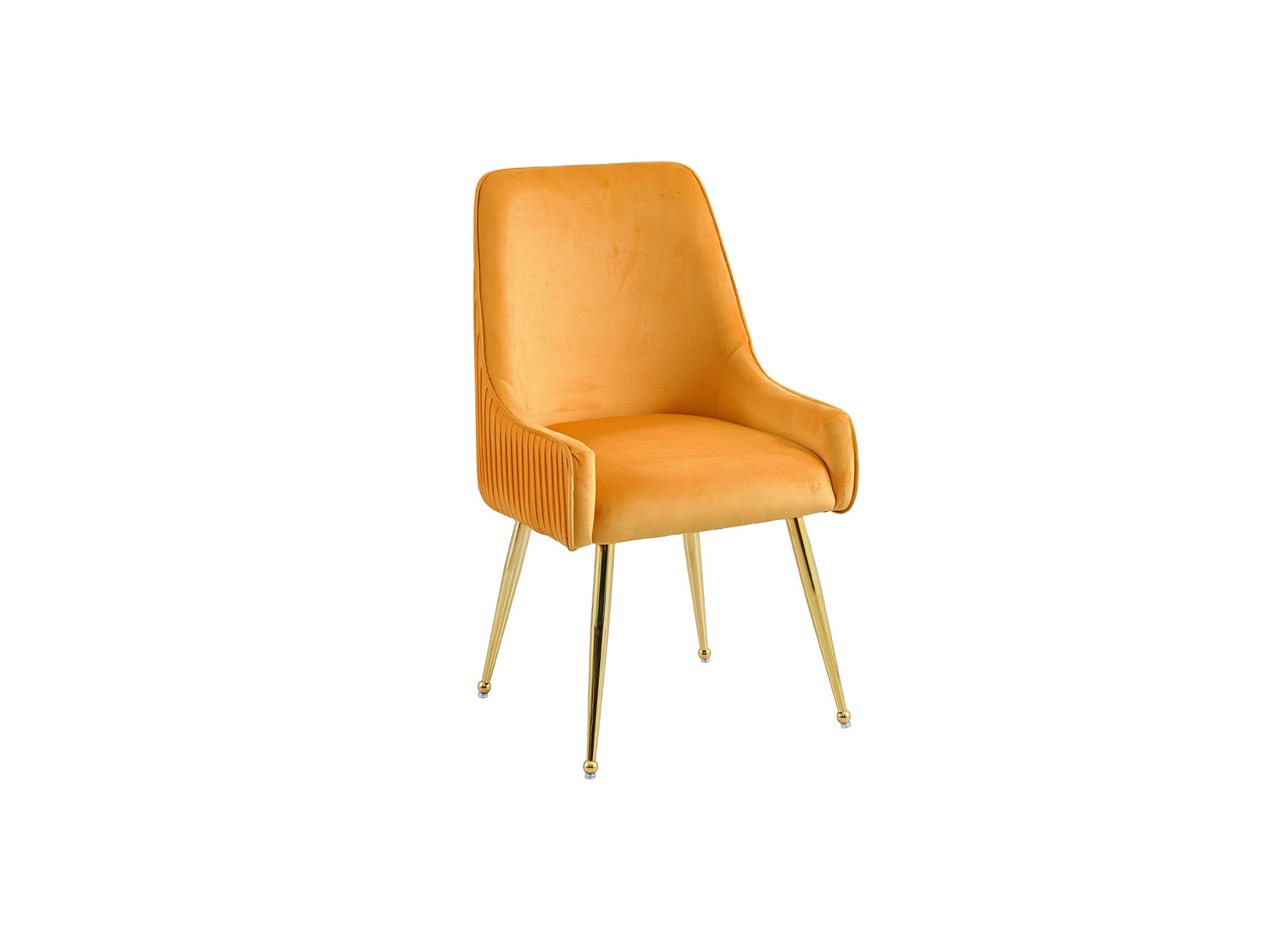 Juego de 2 sillas DORY de terciopelo mostaza con patas de metal dorado