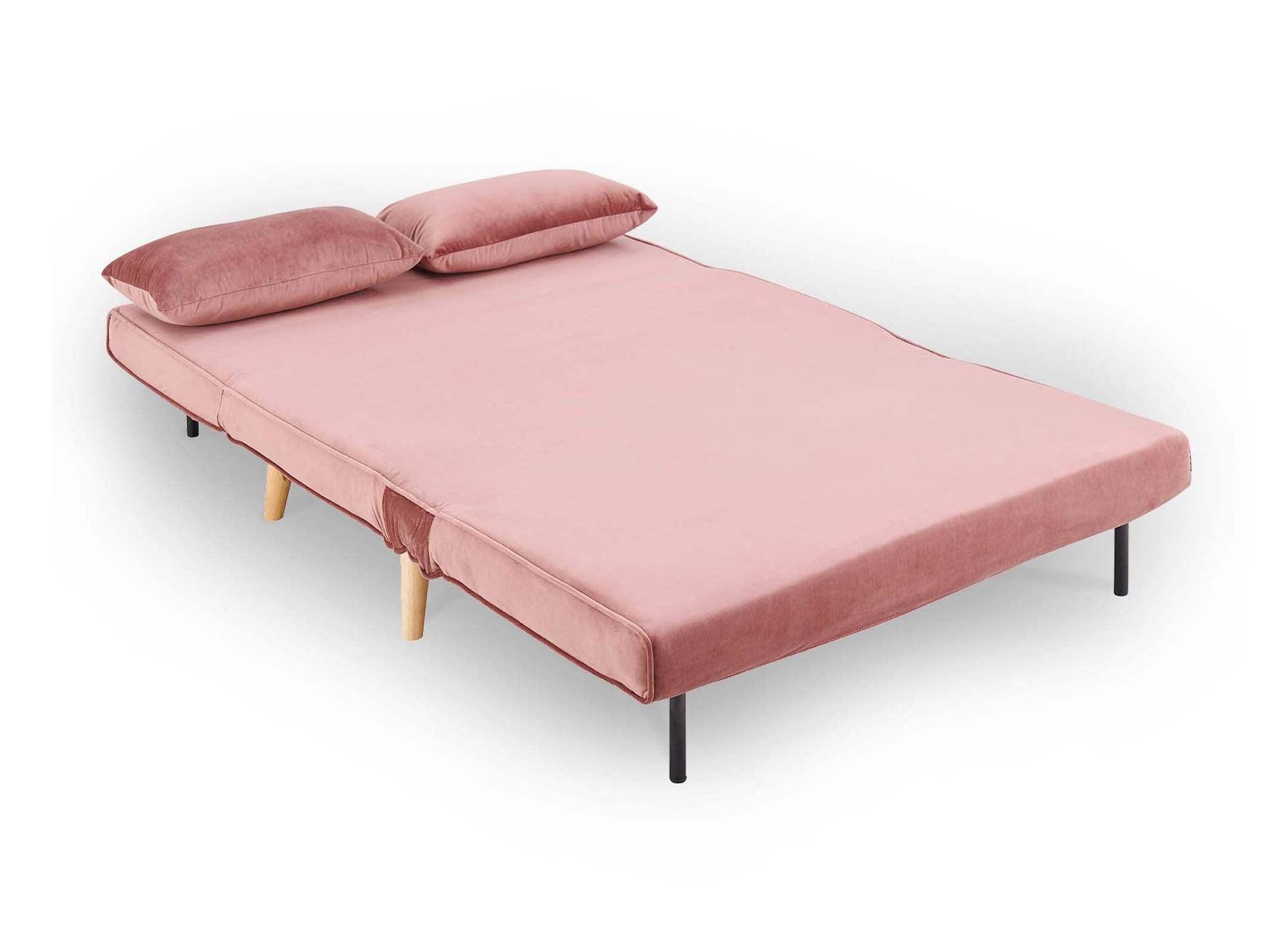 Sofá cama TONKA de 2 plazas en terciopelo rosa