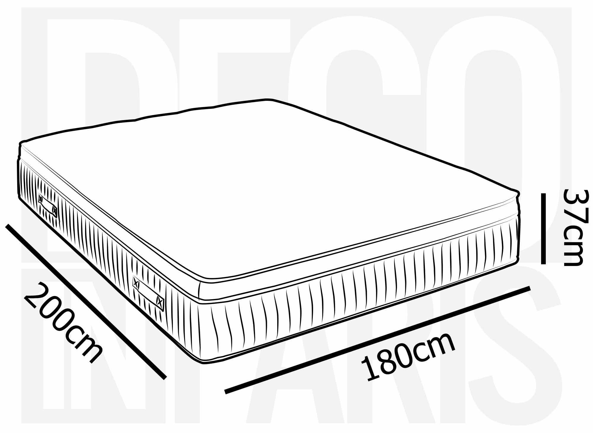 Colchón híbrido de espuma viscoelástica de 180 x 200 cm, 37 cm de grosor - ALMOHADA