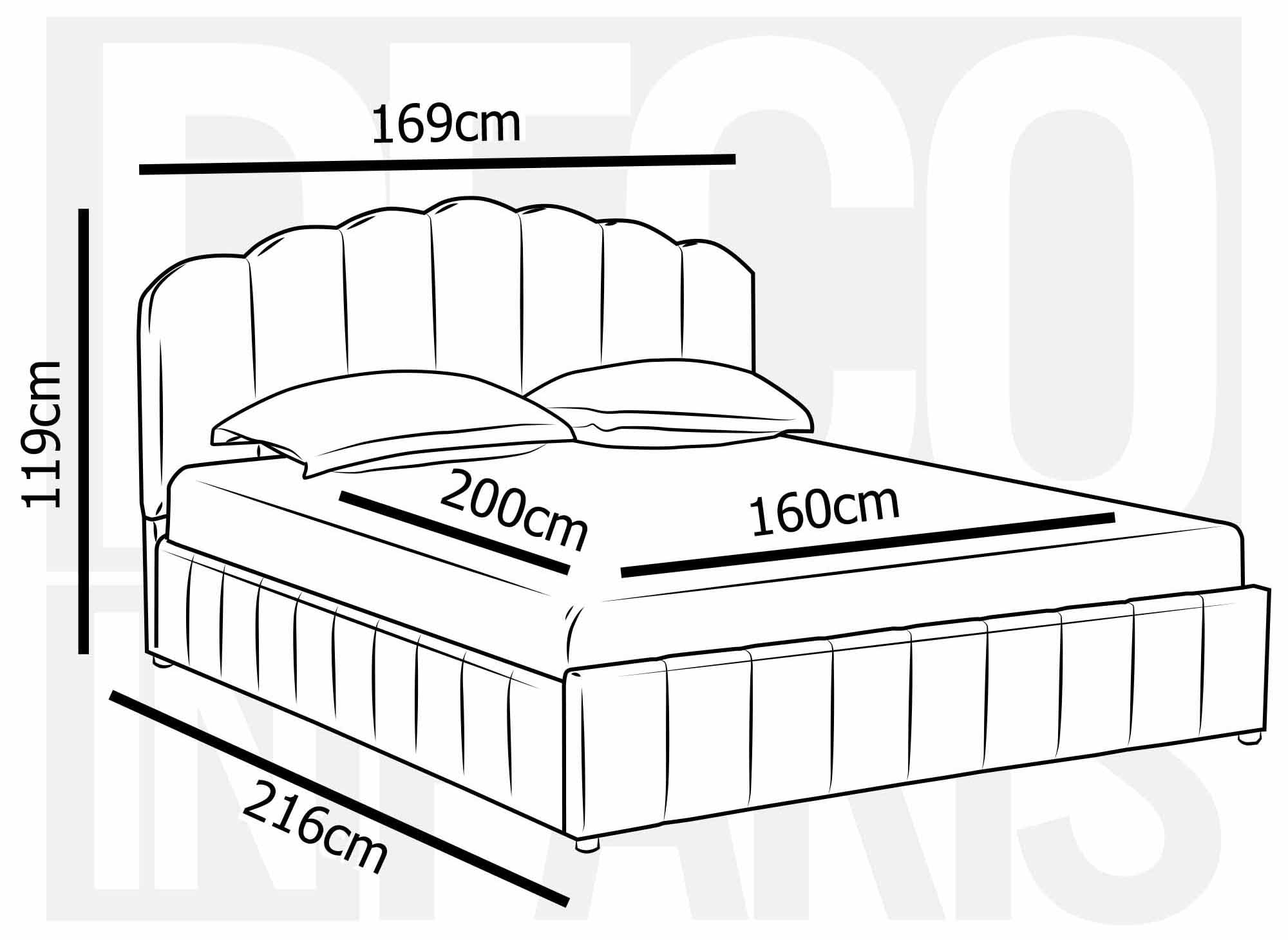 Cama Elvira de terciopelo beige con almacenaje, 160x200 cm