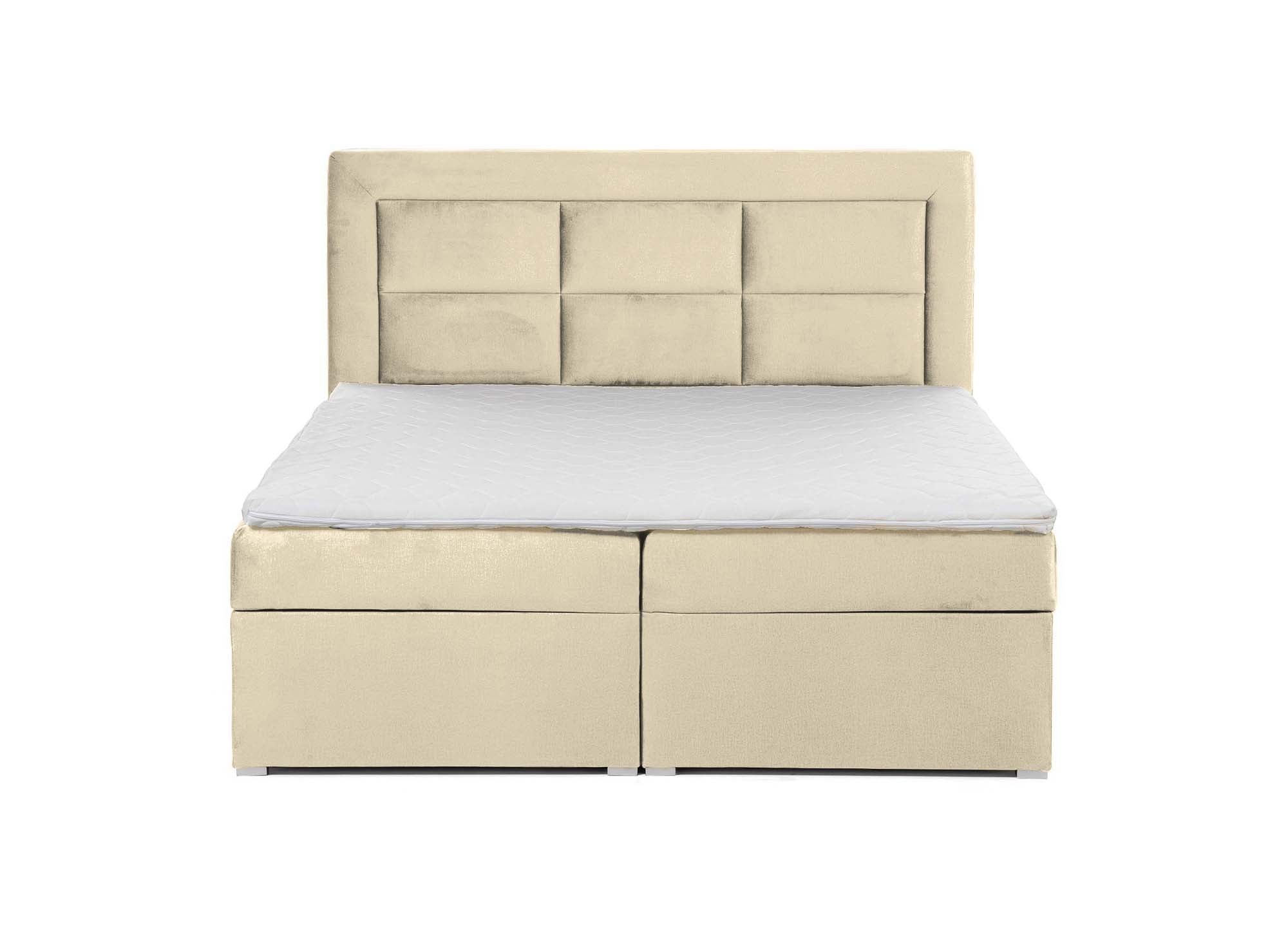 Cama con somier DAKOTA de 140x200 con compartimento de almacenaje en terciopelo beige