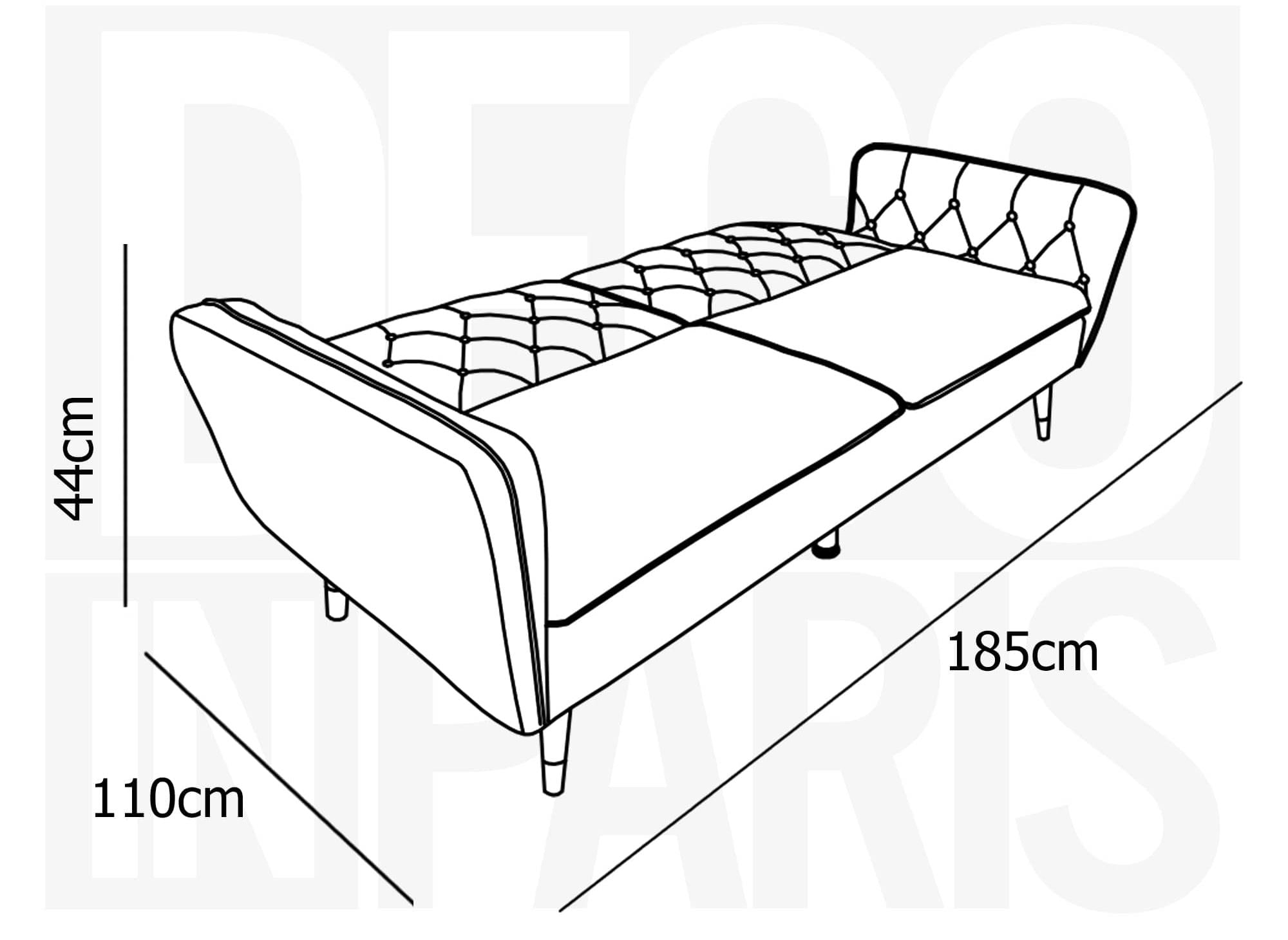 Sofá cama convertible ARIANE de 3 plazas en tela de terciopelo beige