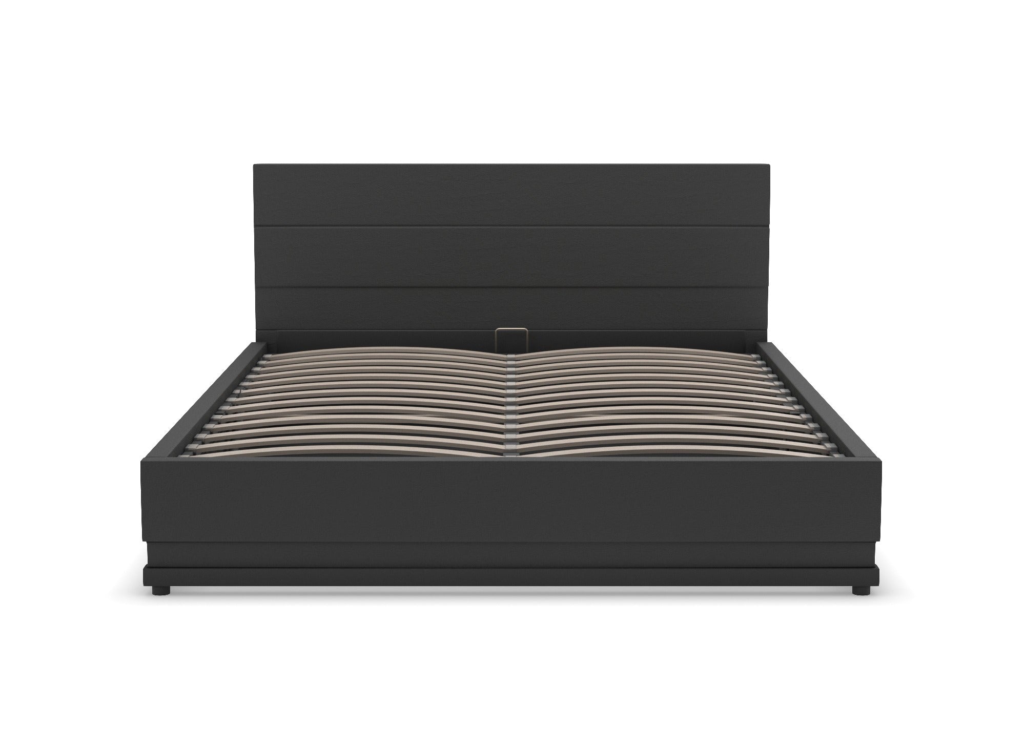 Cama con almacenaje ELENCE de piel sintética negra, 180x200 cm