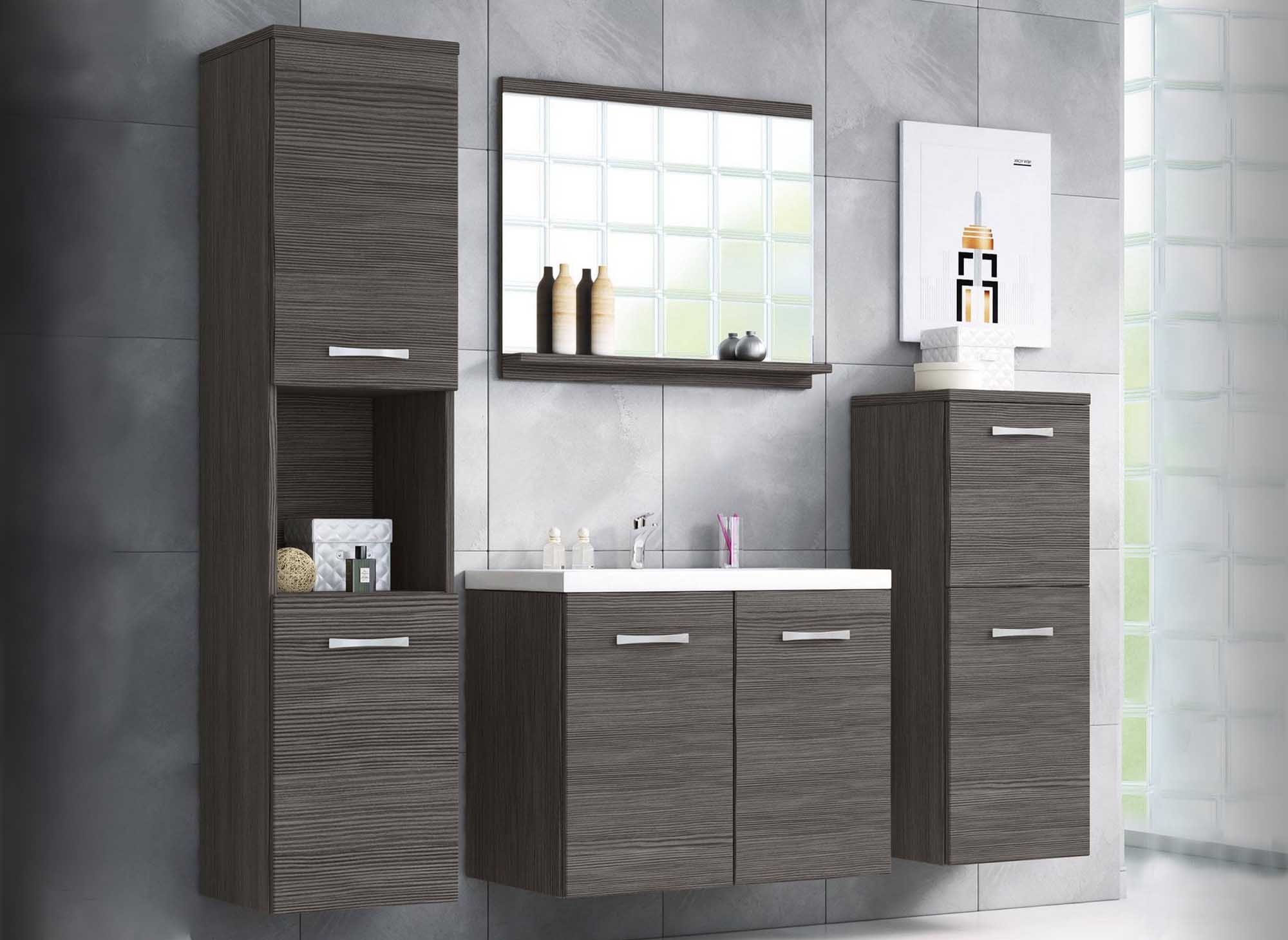 Conjunto de muebles de baño de diseño ALBY para montaje en pared - Wengué
