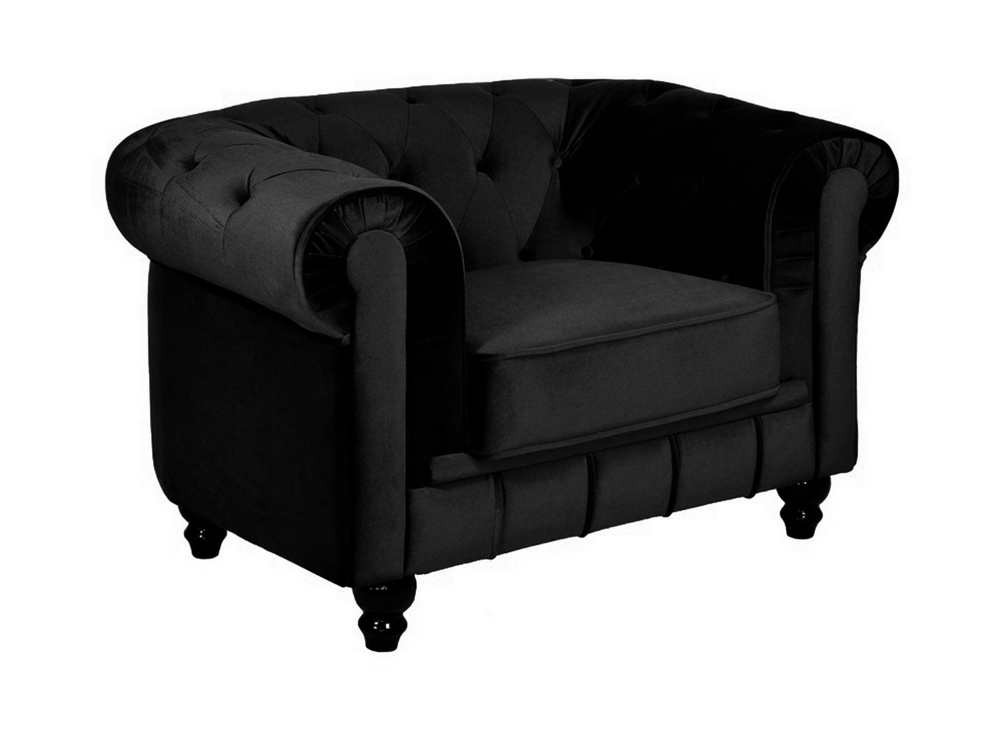 Sillón Chesterfield de terciopelo negro