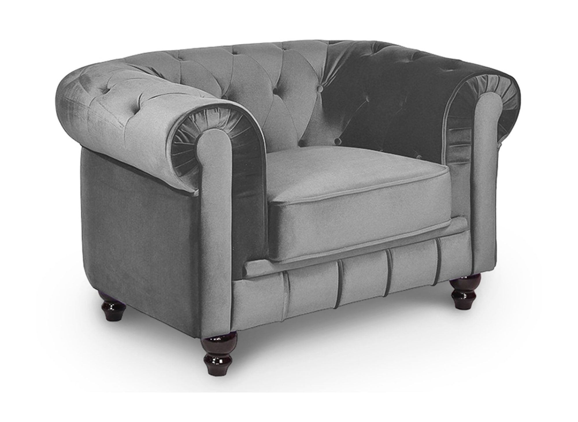 Sillón Chesterfield de terciopelo gris