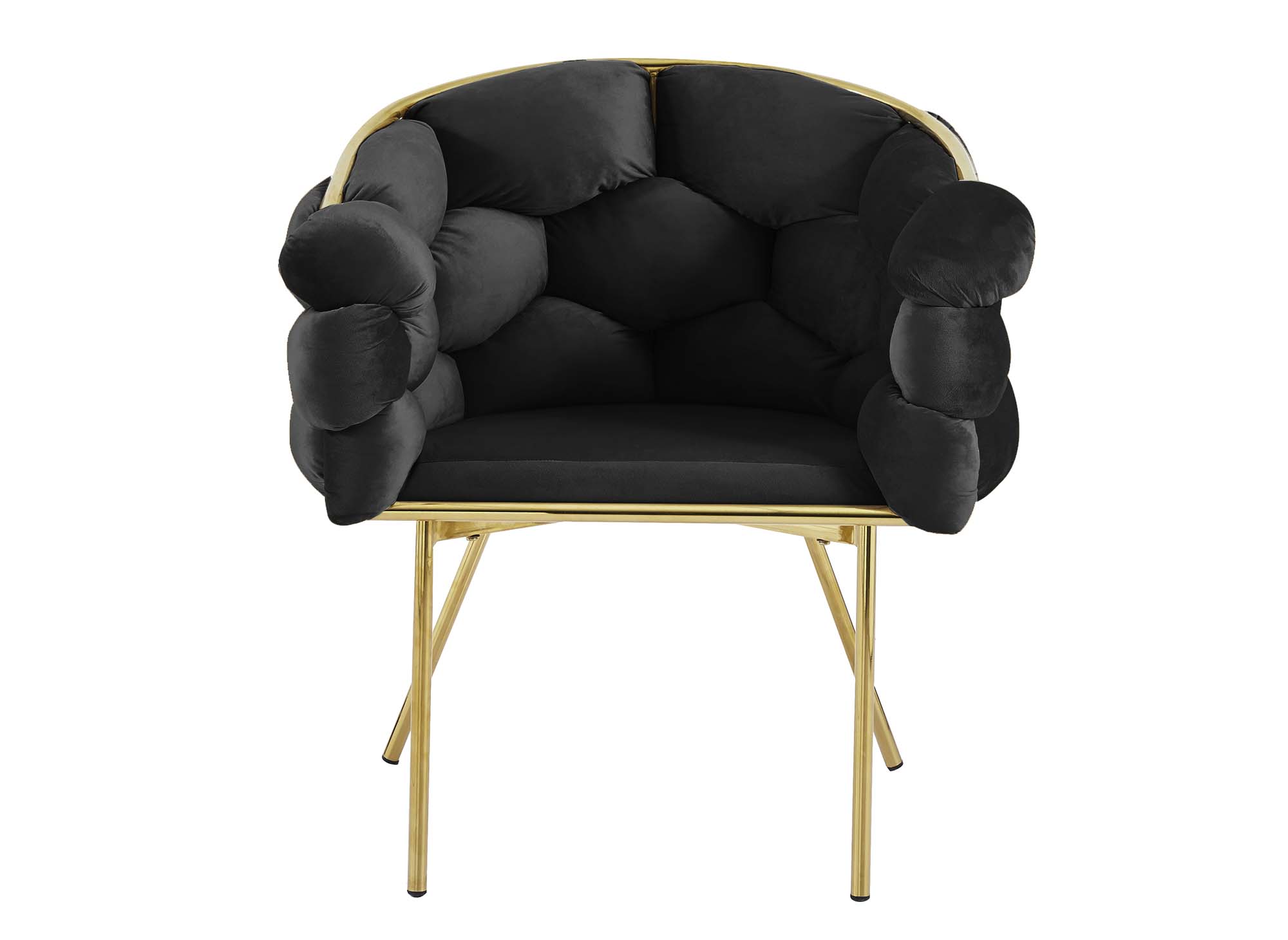 Juego de 2 sillas CHARLOTTE de terciopelo negro con patas de metal dorado