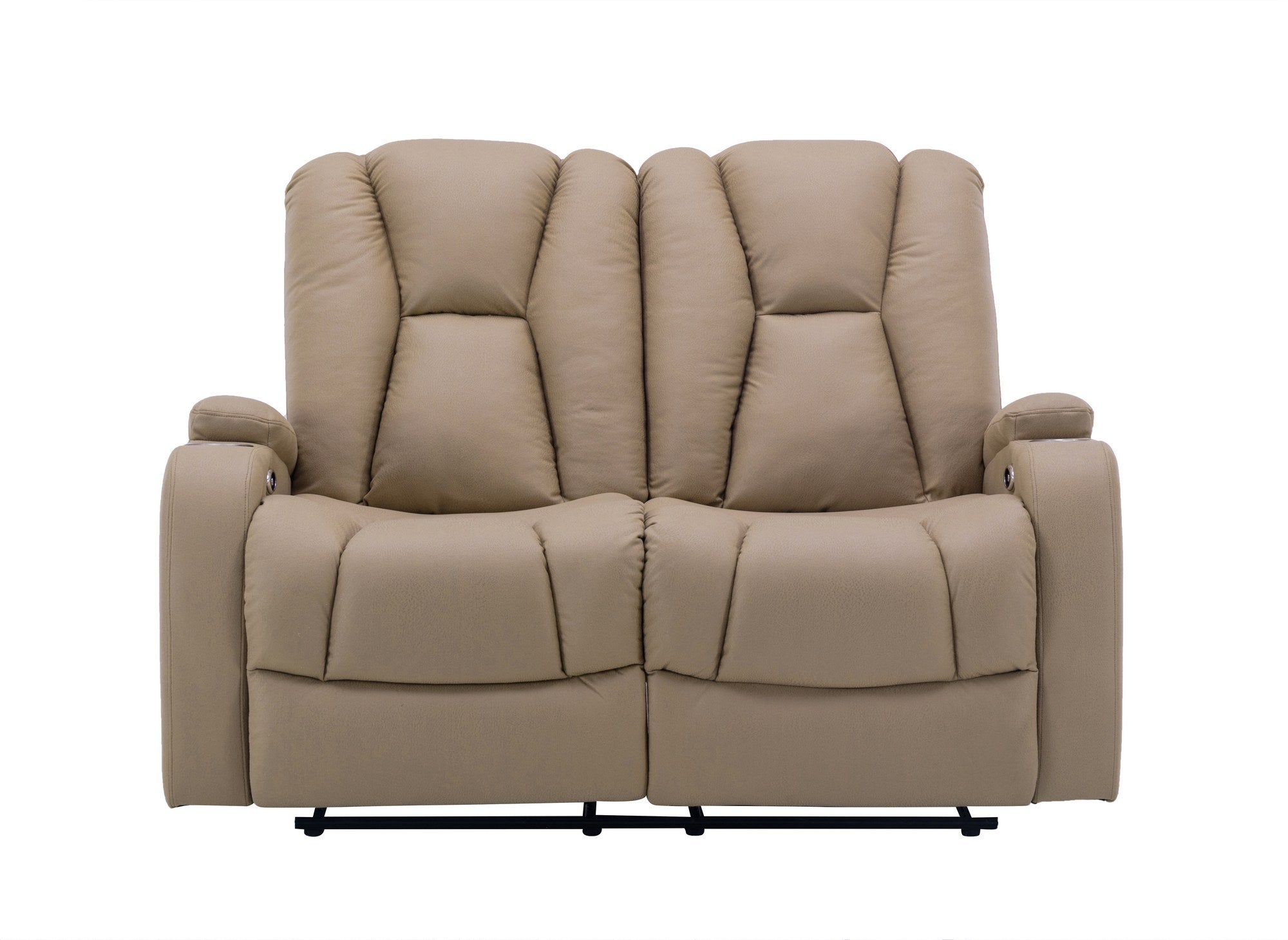 Sofá reclinable eléctrico de 2 plazas EL CLARENCE en tejido de microfibra beige