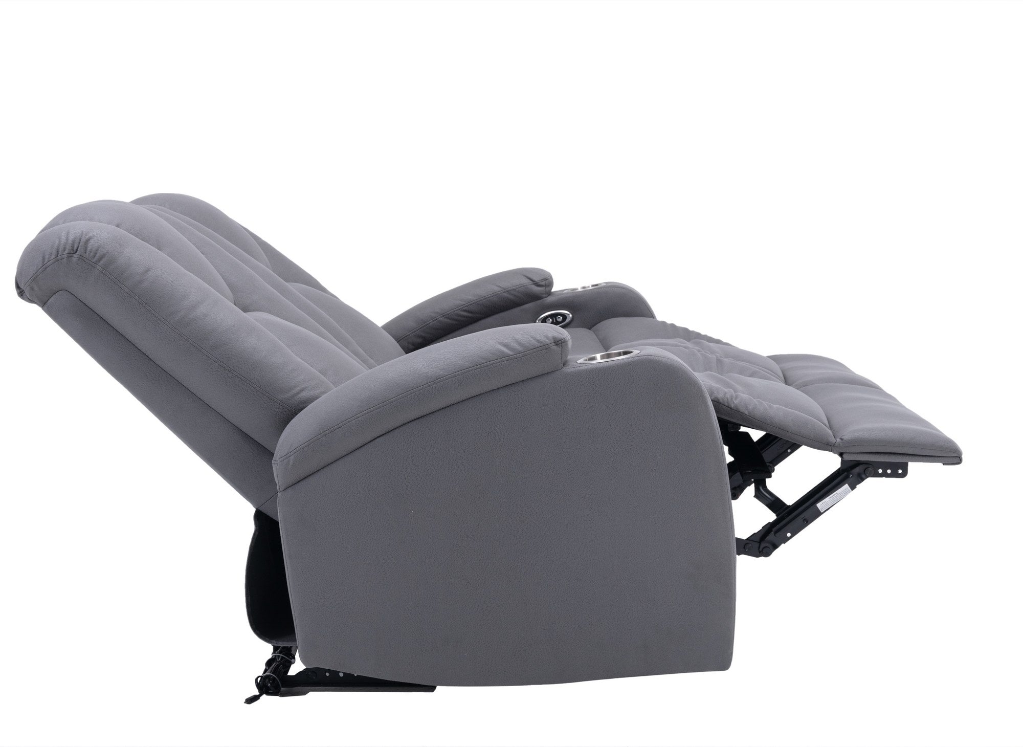 Sofá reclinable eléctrico de 2 plazas EL CLARENCE en tejido de microfibra gris