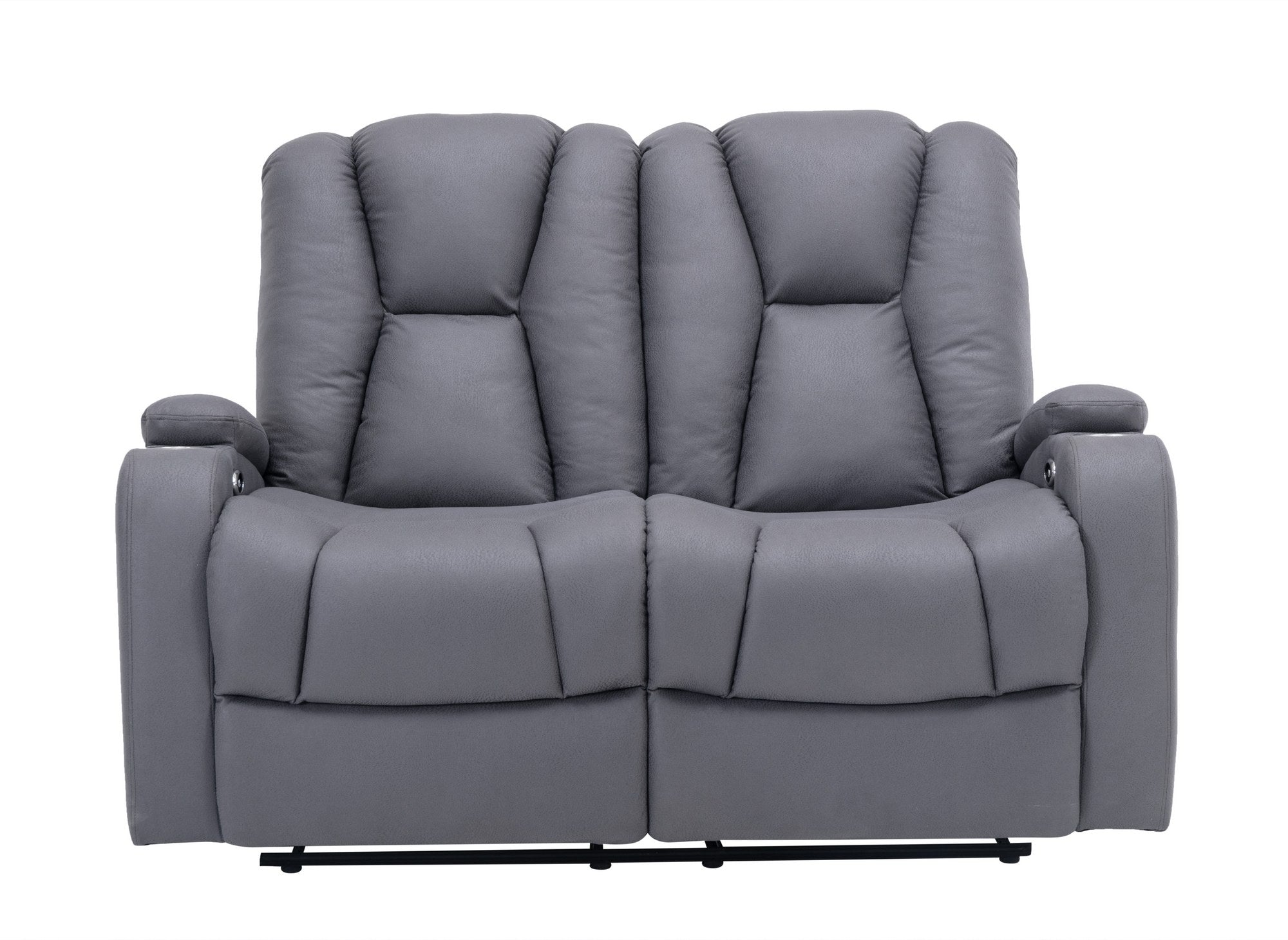 Sofá reclinable eléctrico de 2 plazas EL CLARENCE en tejido de microfibra gris