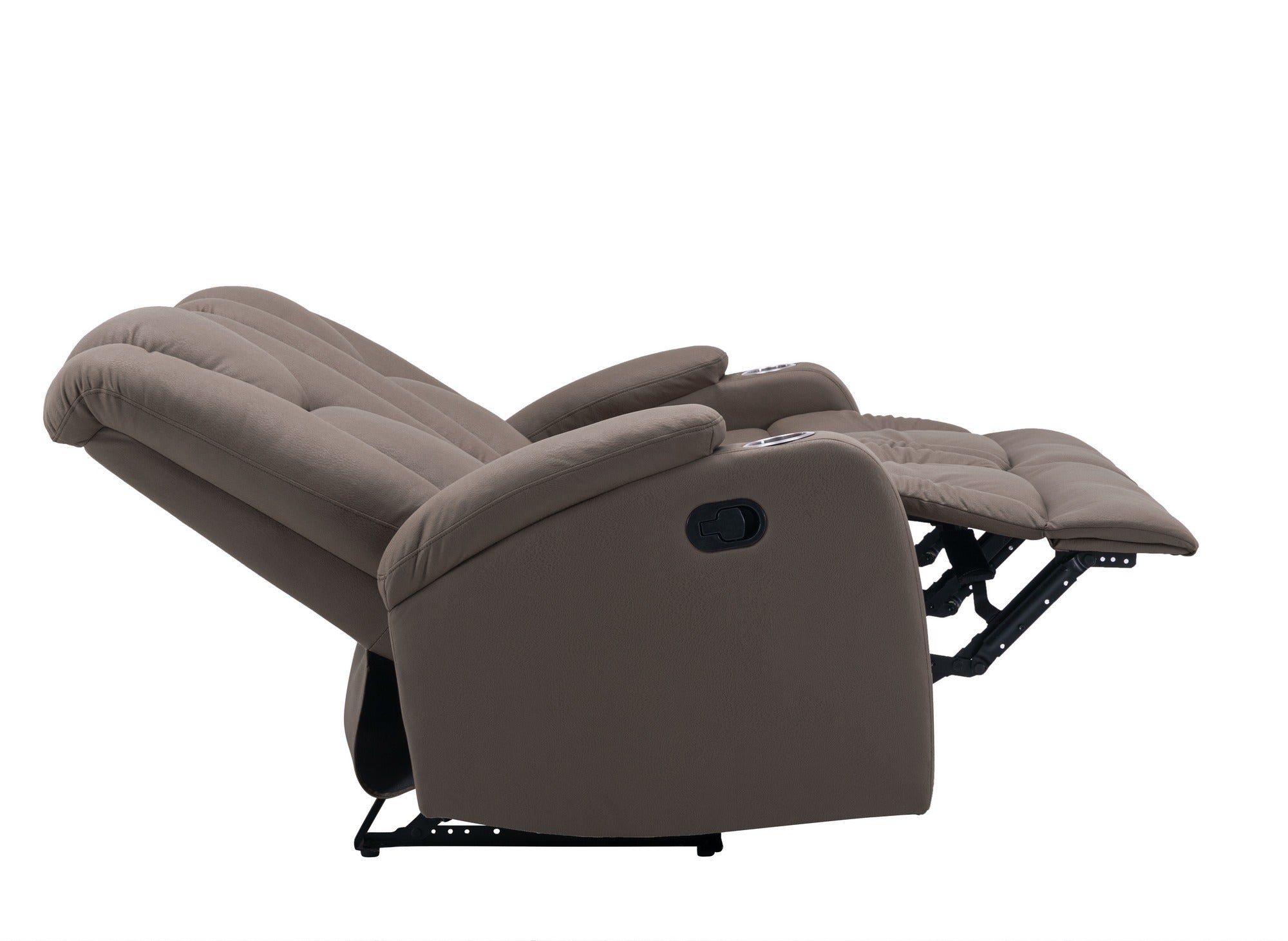 Sofá reclinable de 2 plazas CLARENCE en tejido de microfibra marrón