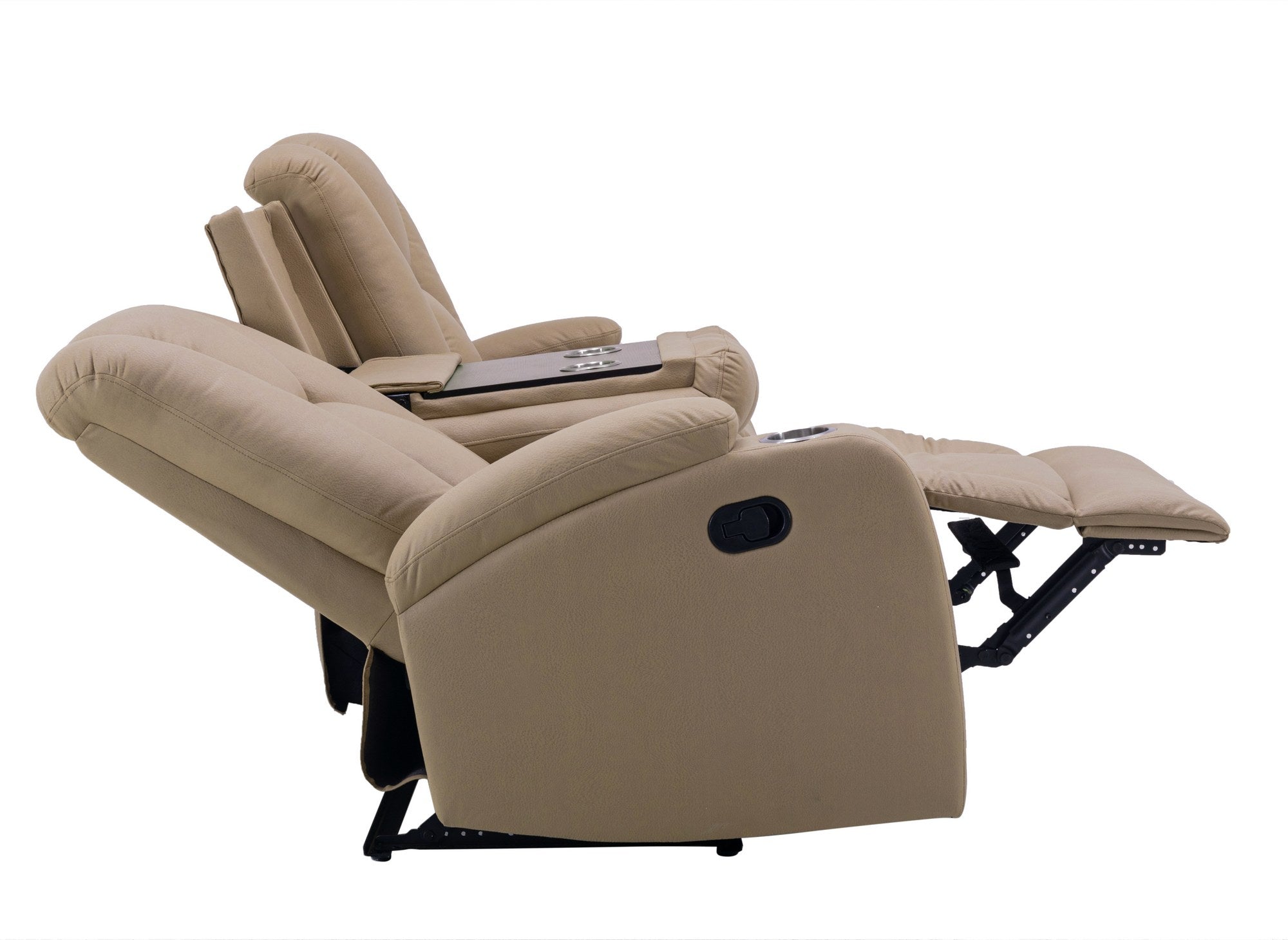 Sofá reclinable de 3 plazas CLARENCE en tejido de microfibra beige