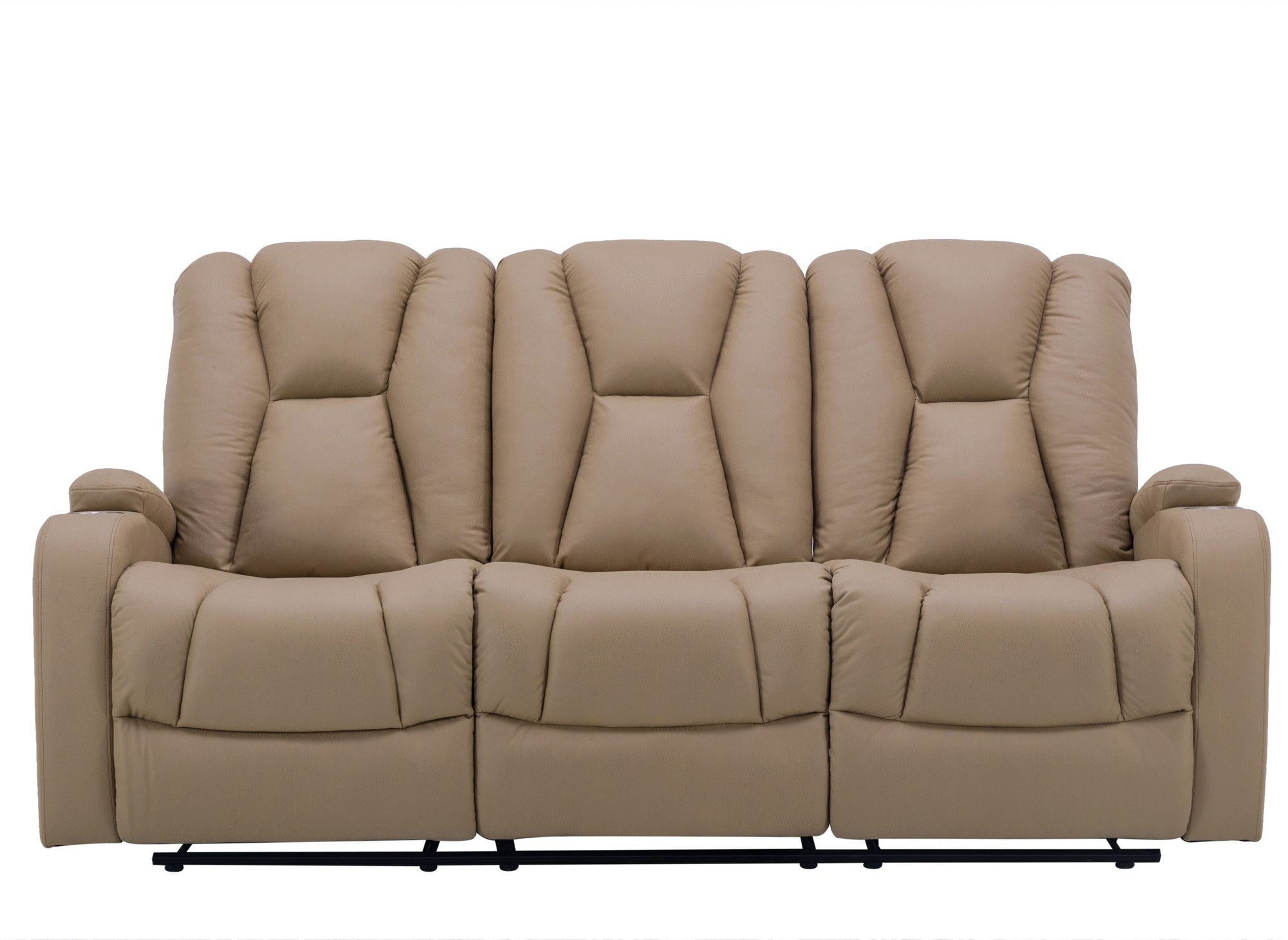 Sofá reclinable de 3 plazas CLARENCE en tejido de microfibra beige