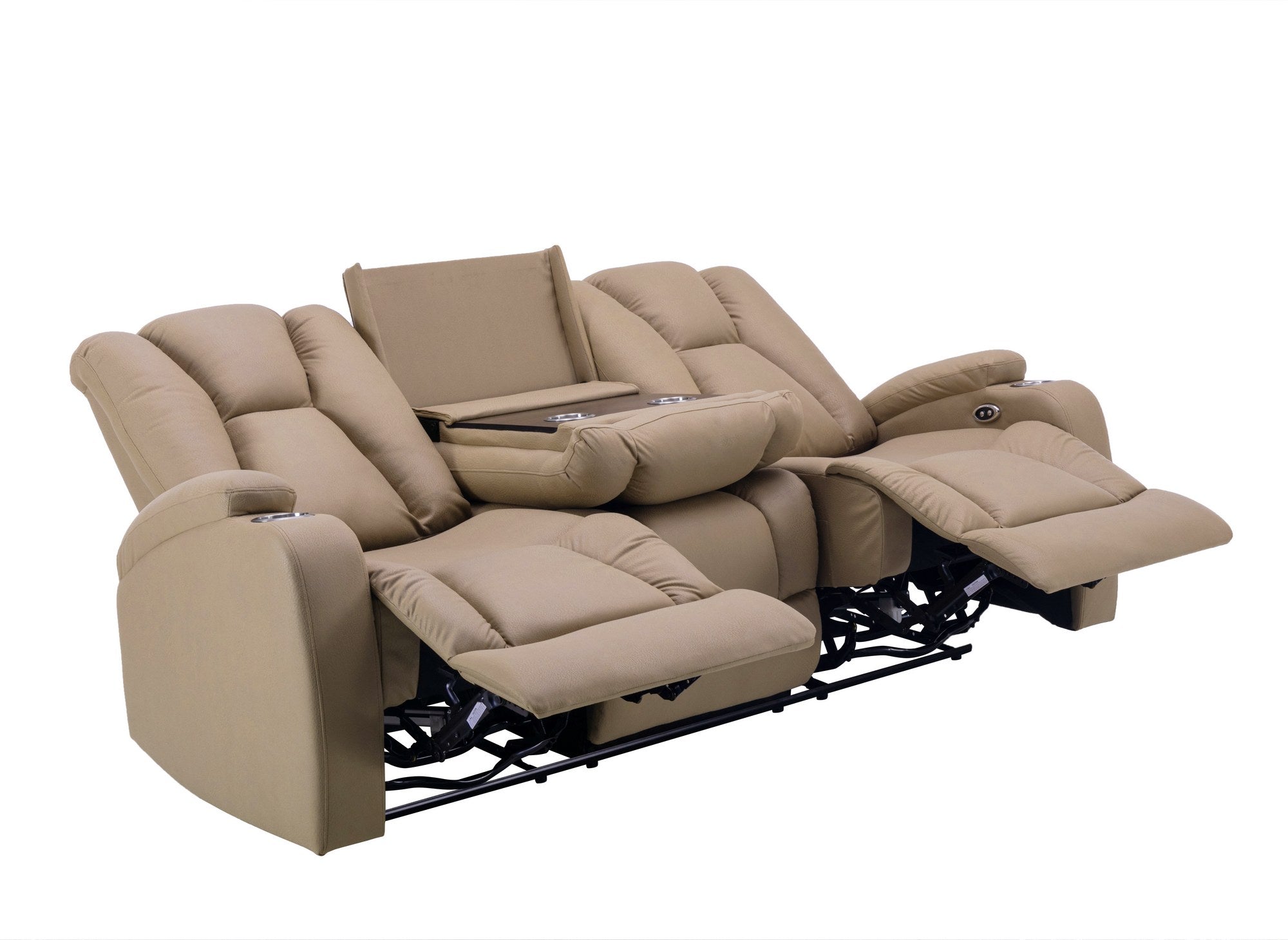 Sofá reclinable eléctrico de 3 plazas EL CLARENCE en tejido de microfibra beige