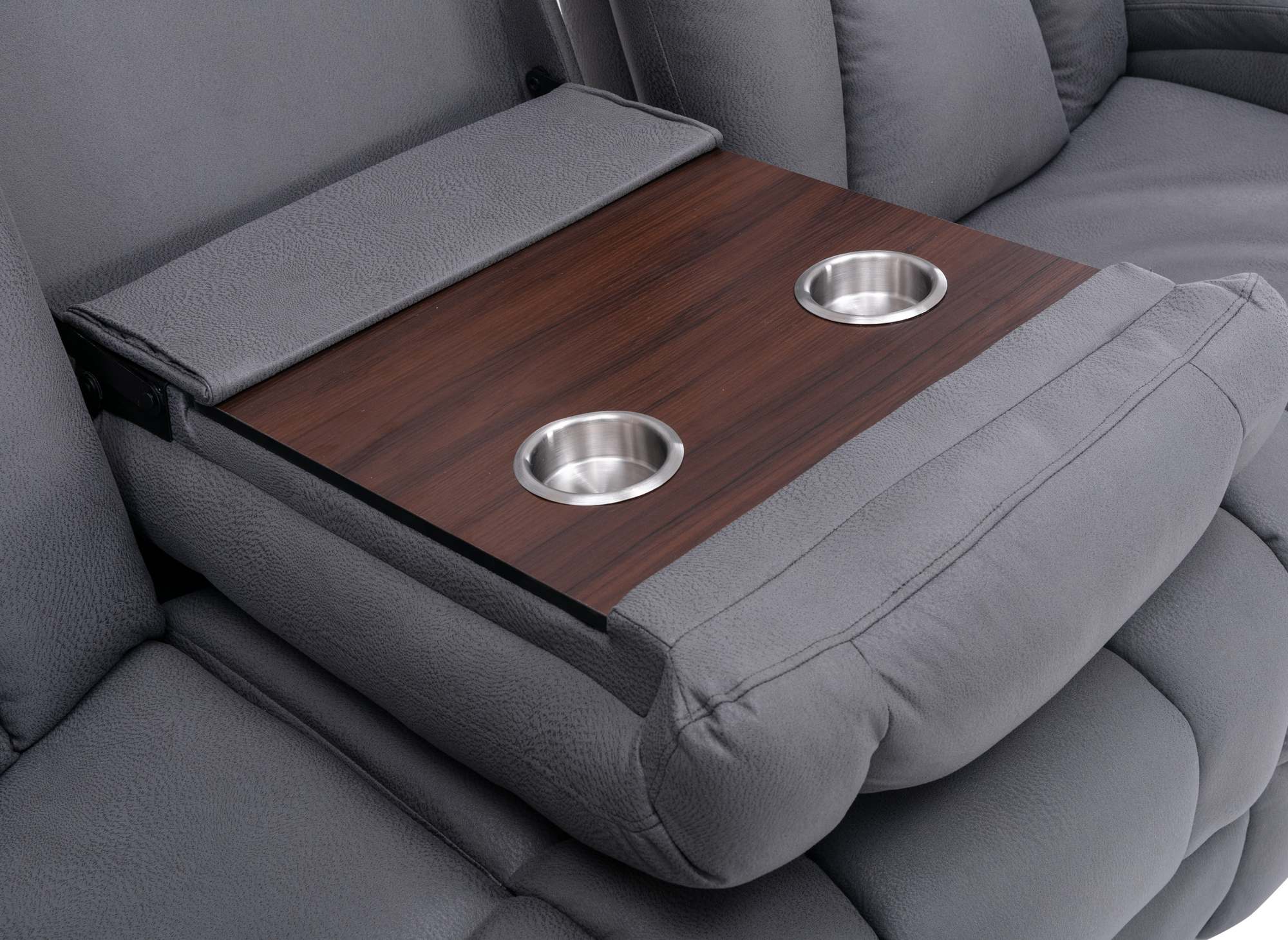 Sofá reclinable eléctrico de 3 plazas EL CLARENCE en tejido de microfibra gris