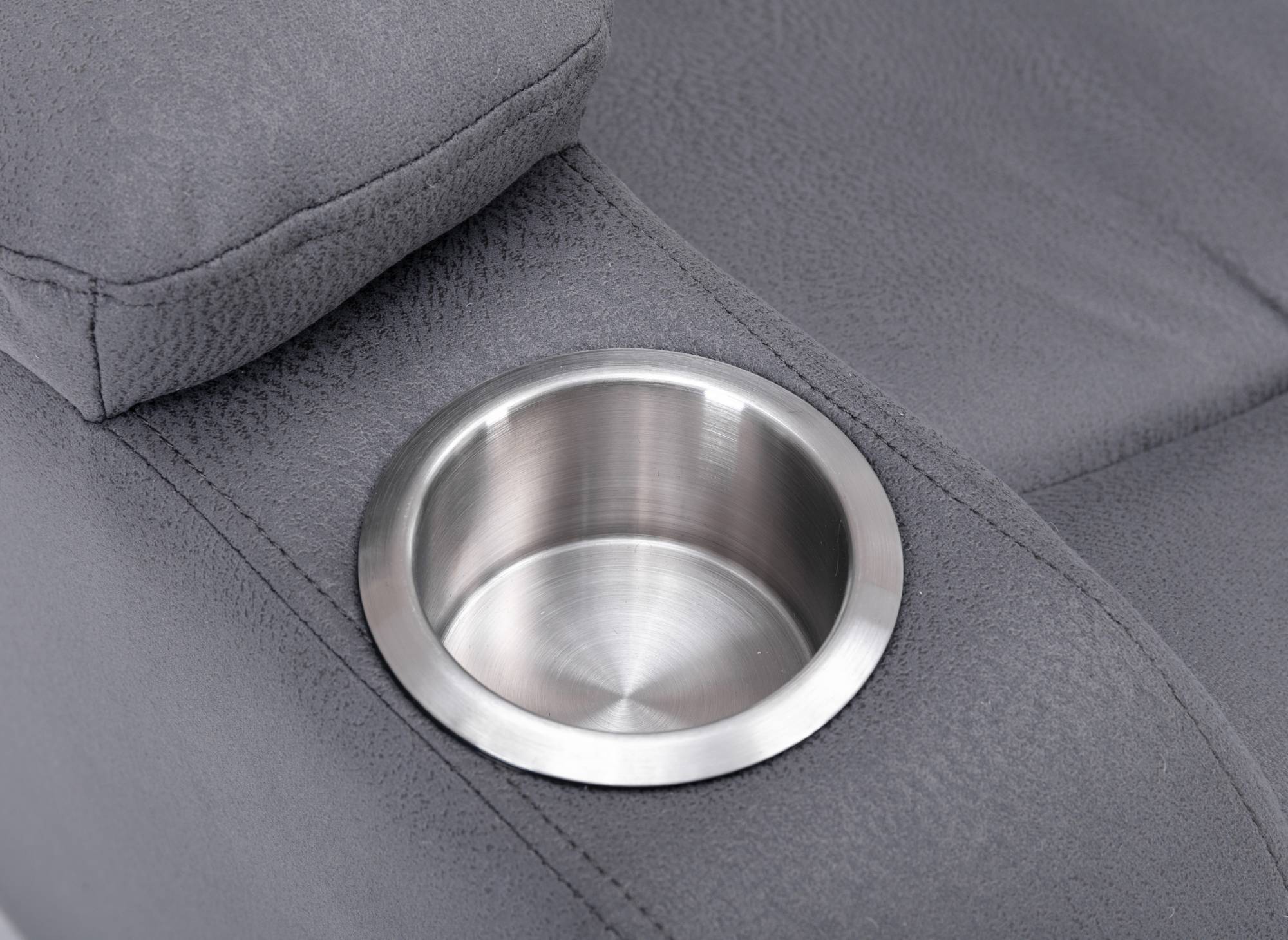 Sofá reclinable eléctrico de 3 plazas EL CLARENCE en tejido de microfibra gris