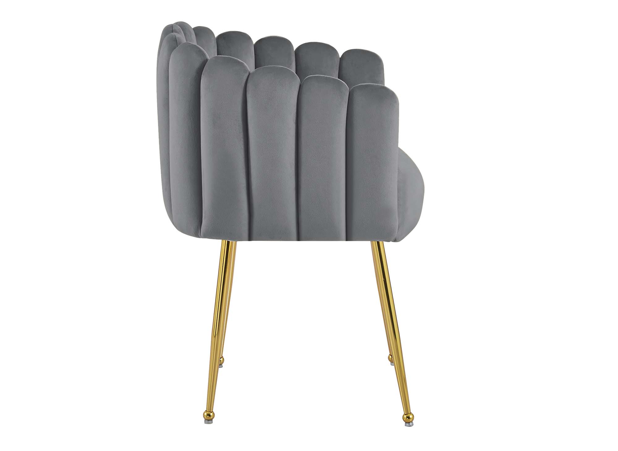 Silla HAYDEN de terciopelo gris con patas de metal dorado