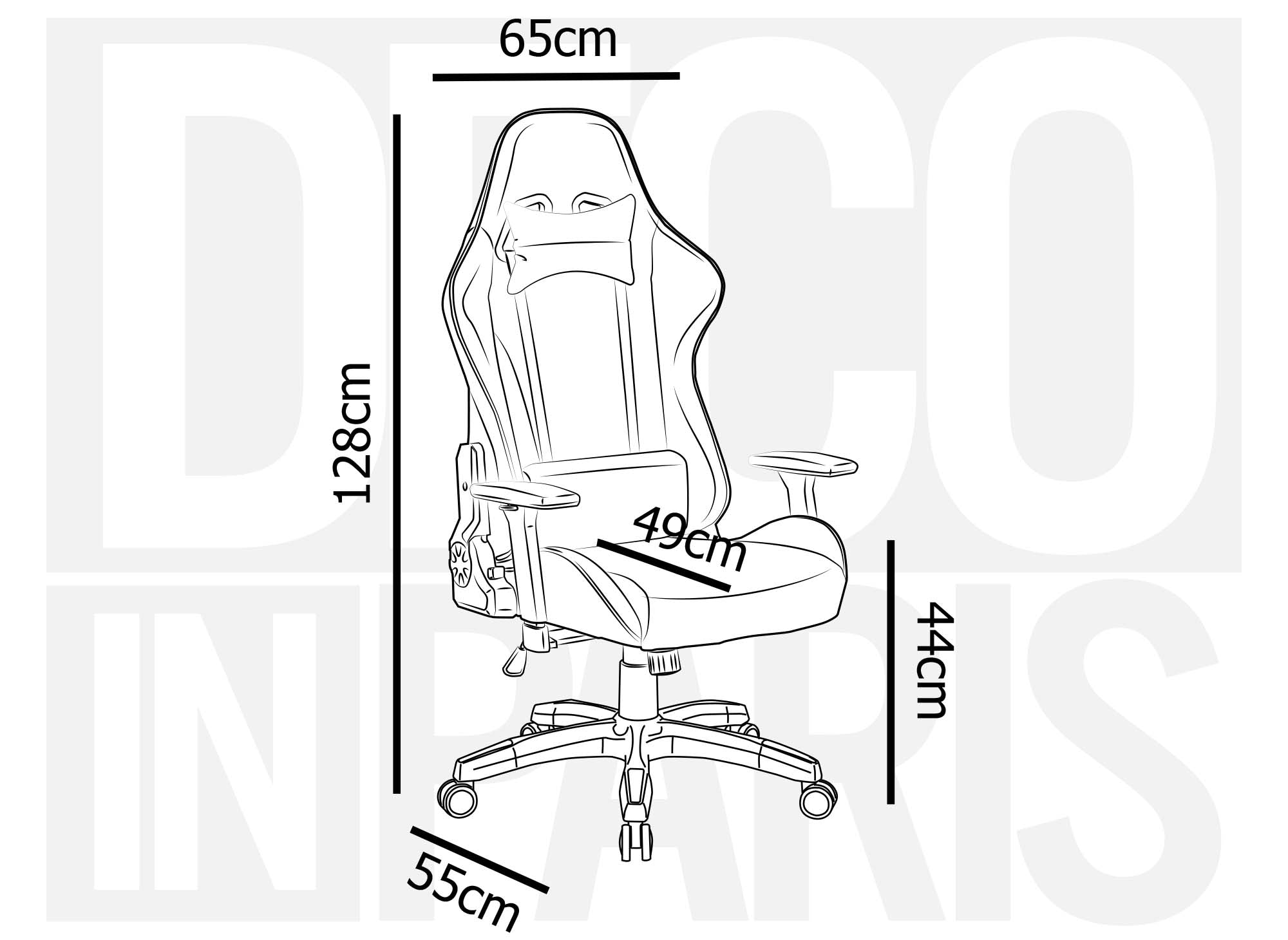 Silla gaming LYHAM de piel sintética blanca y negra