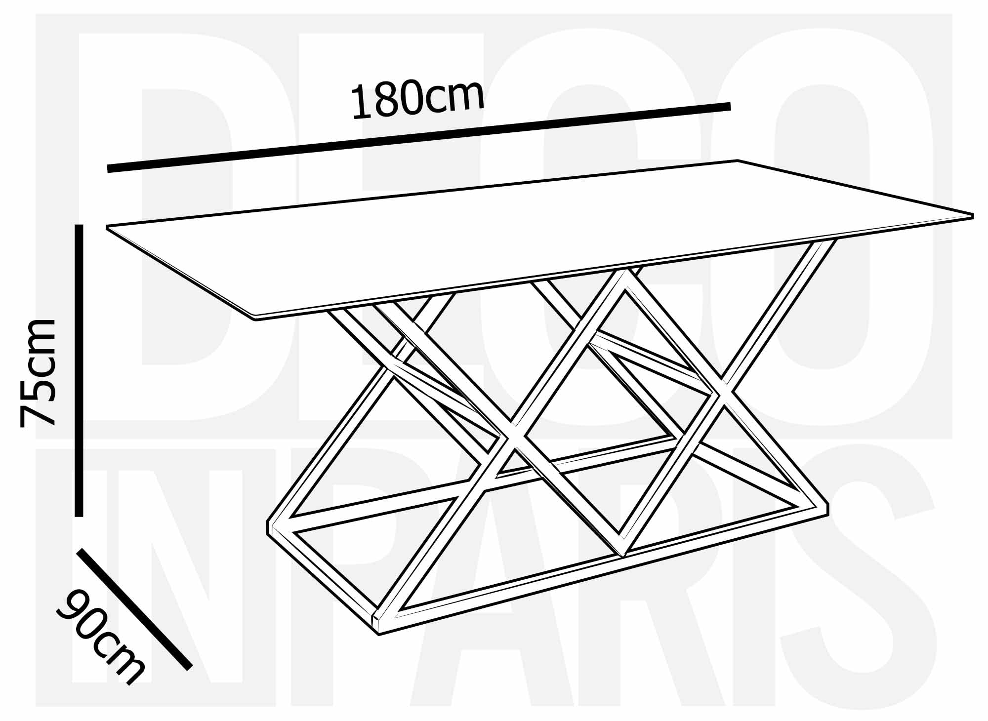 Mesa de comedor rectangular de cristal JANICE con patas plateadas