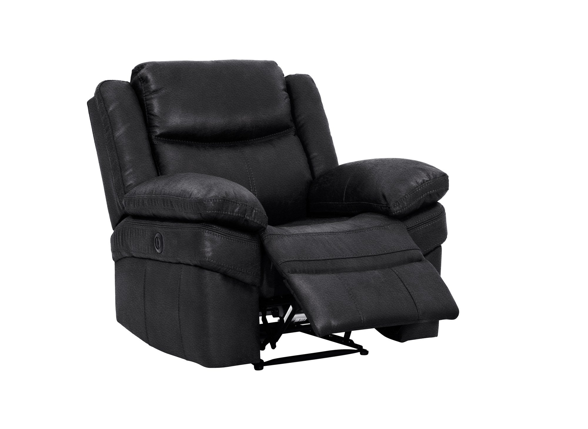 Sillón reclinable eléctrico ALFRED en piel sintética negra