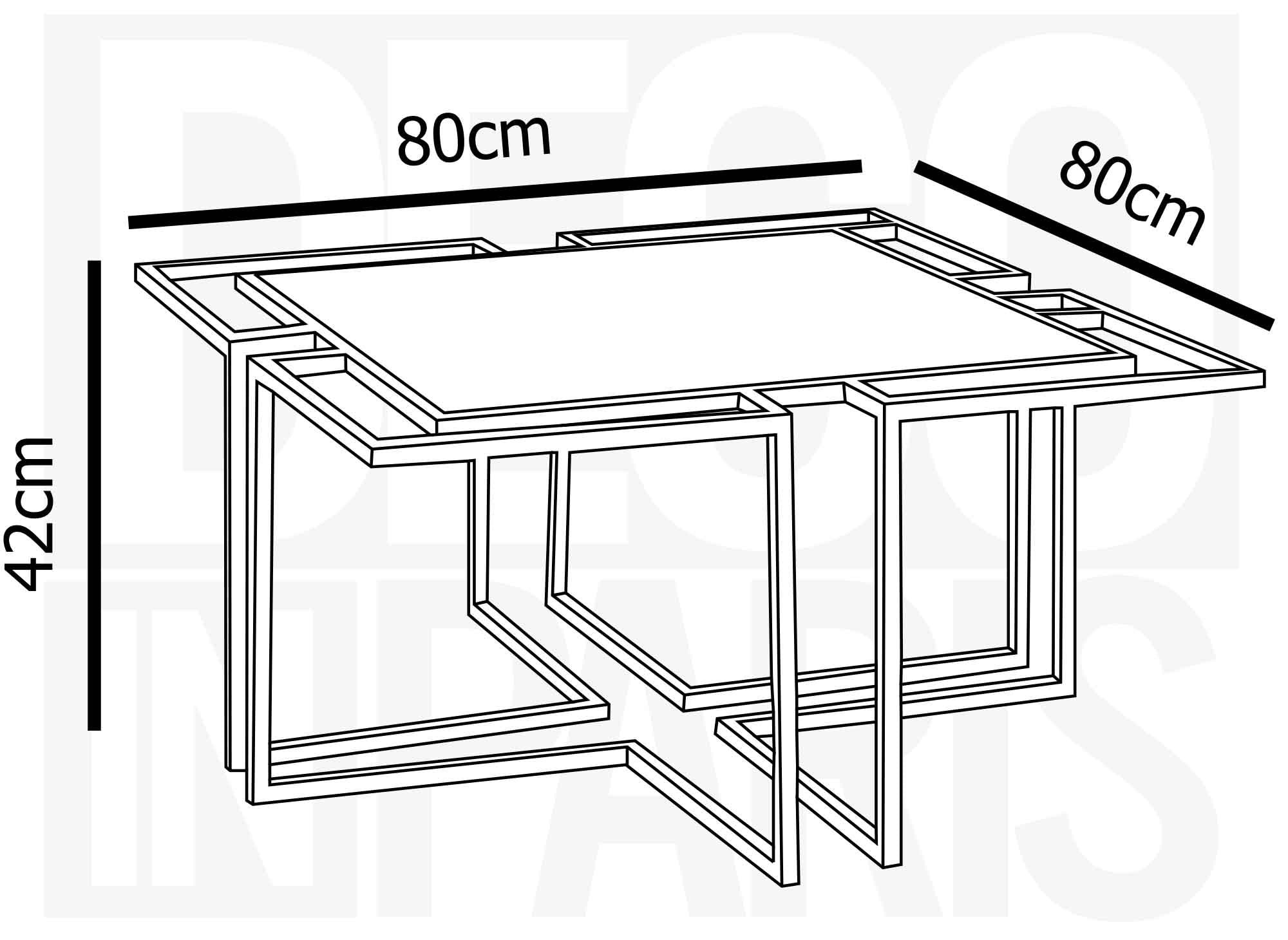 Mesa de centro rectangular con patas geométricas plateadas MORELIA