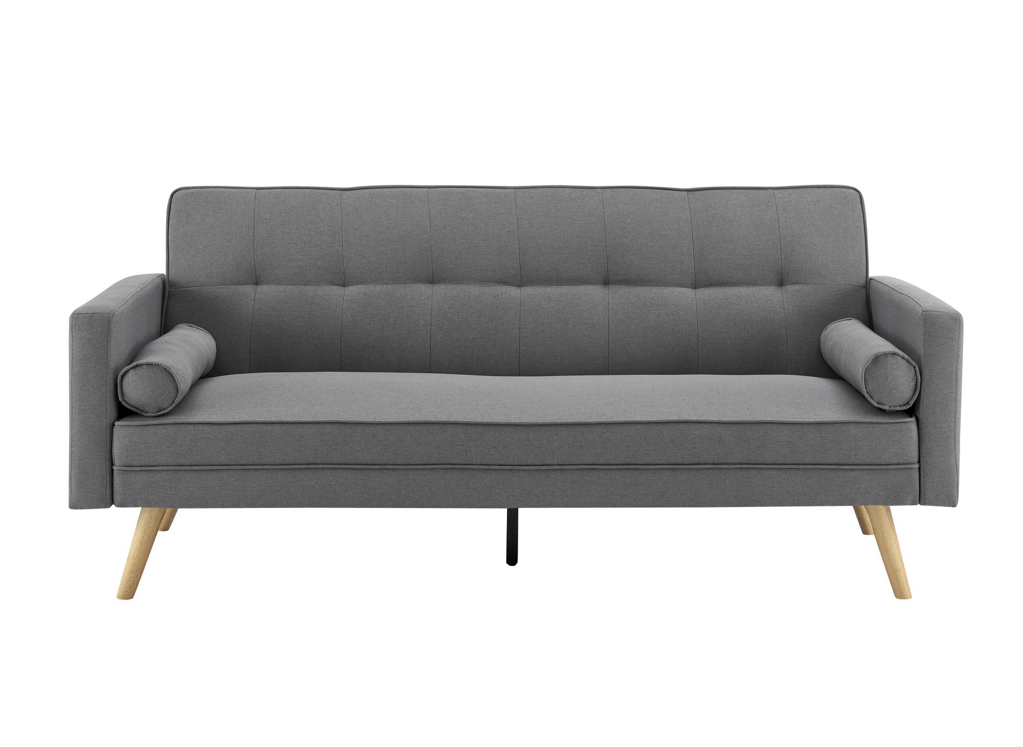 Sofá cama TANIA de tela gris con mecanismo clic-clac