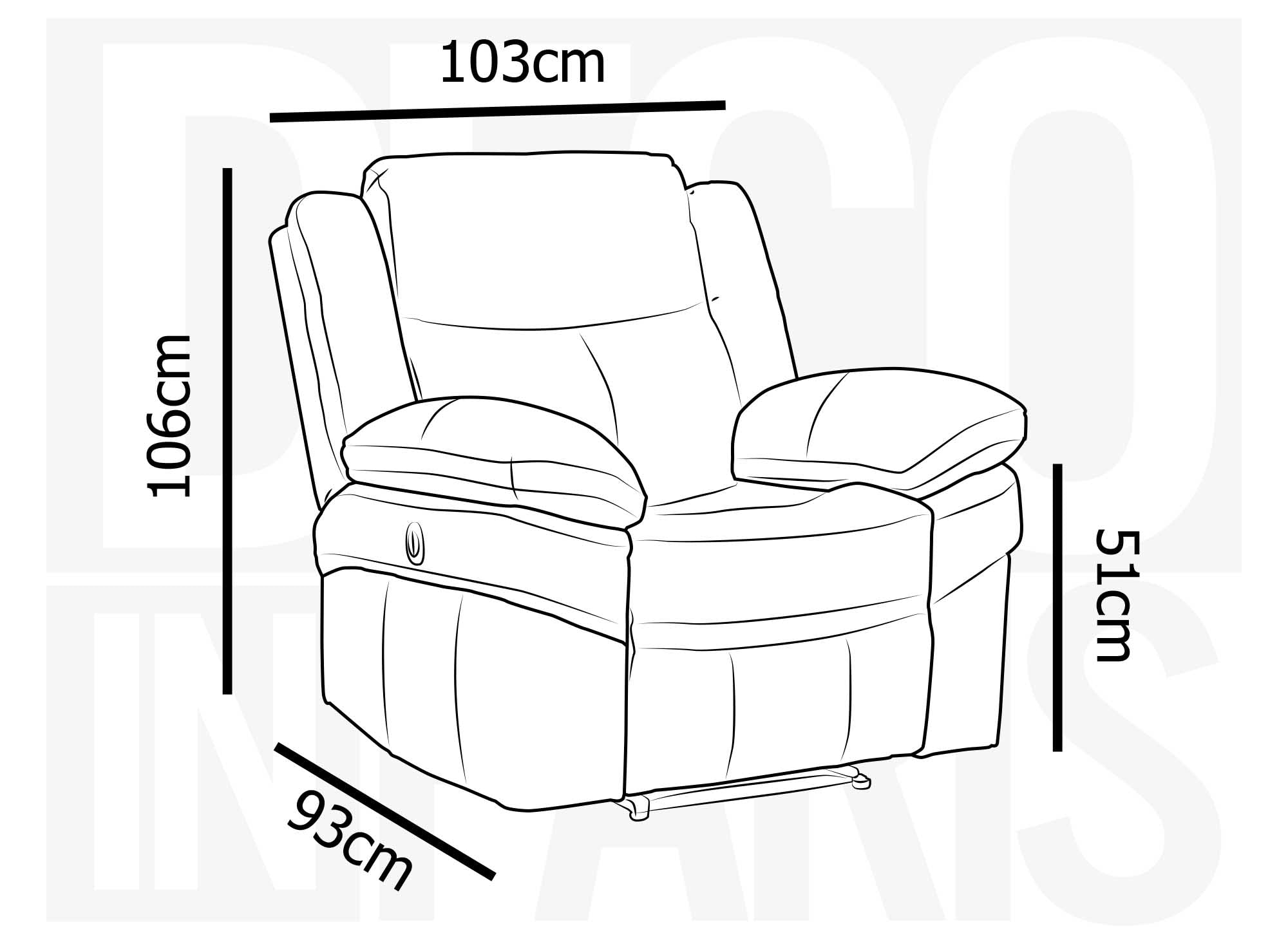 Sillón reclinable eléctrico ALFRED en piel sintética negra