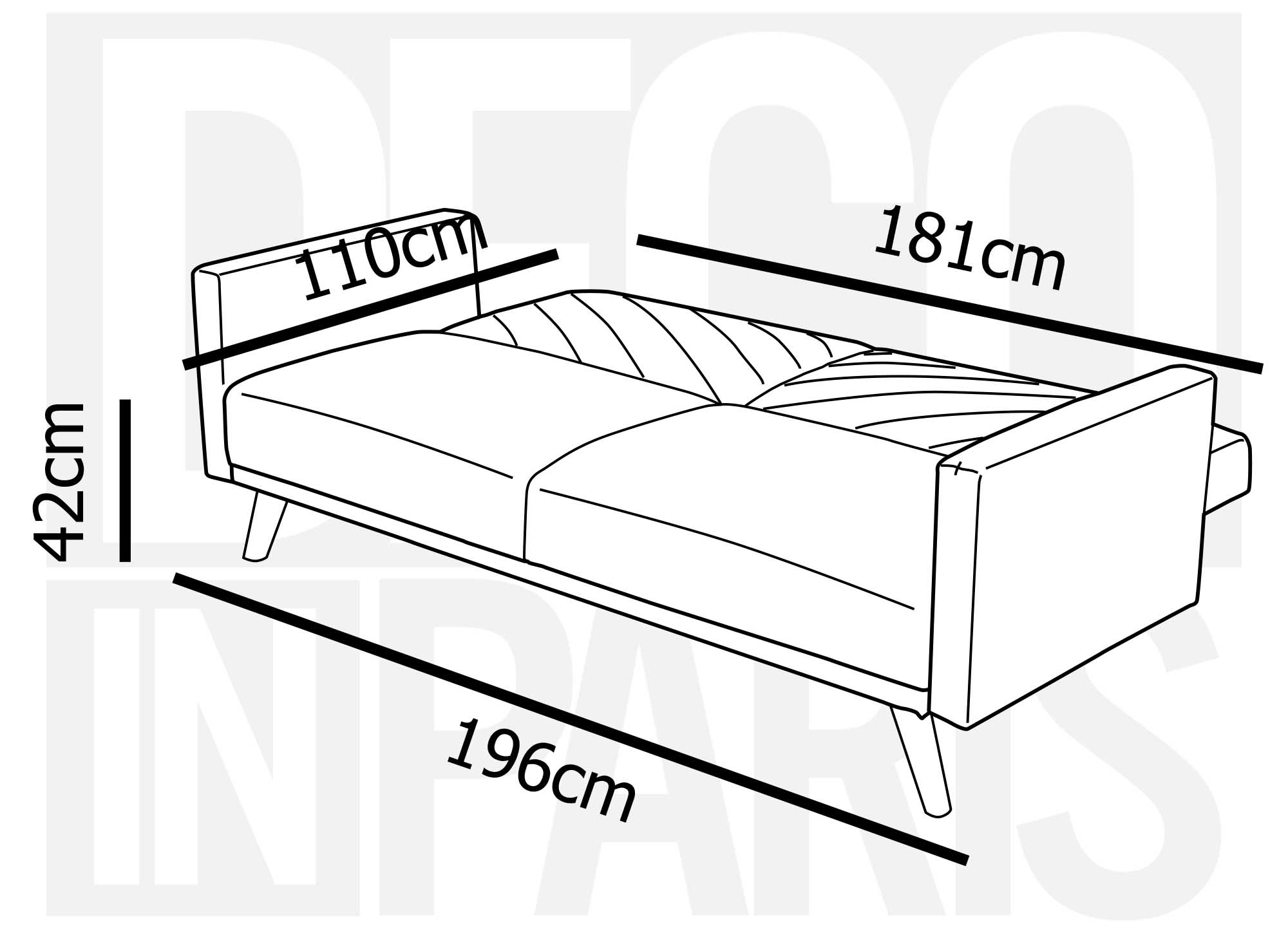 Sofá cama escandinavo de 3 plazas BALDER en tela beige