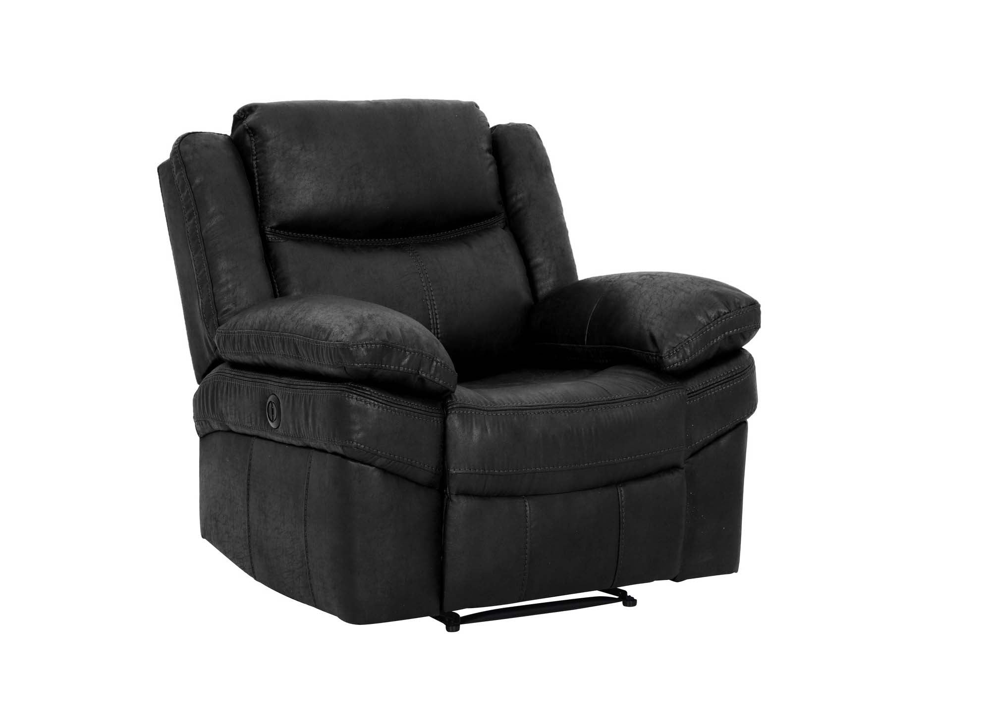Sillón reclinable eléctrico ALFRED en piel sintética negra