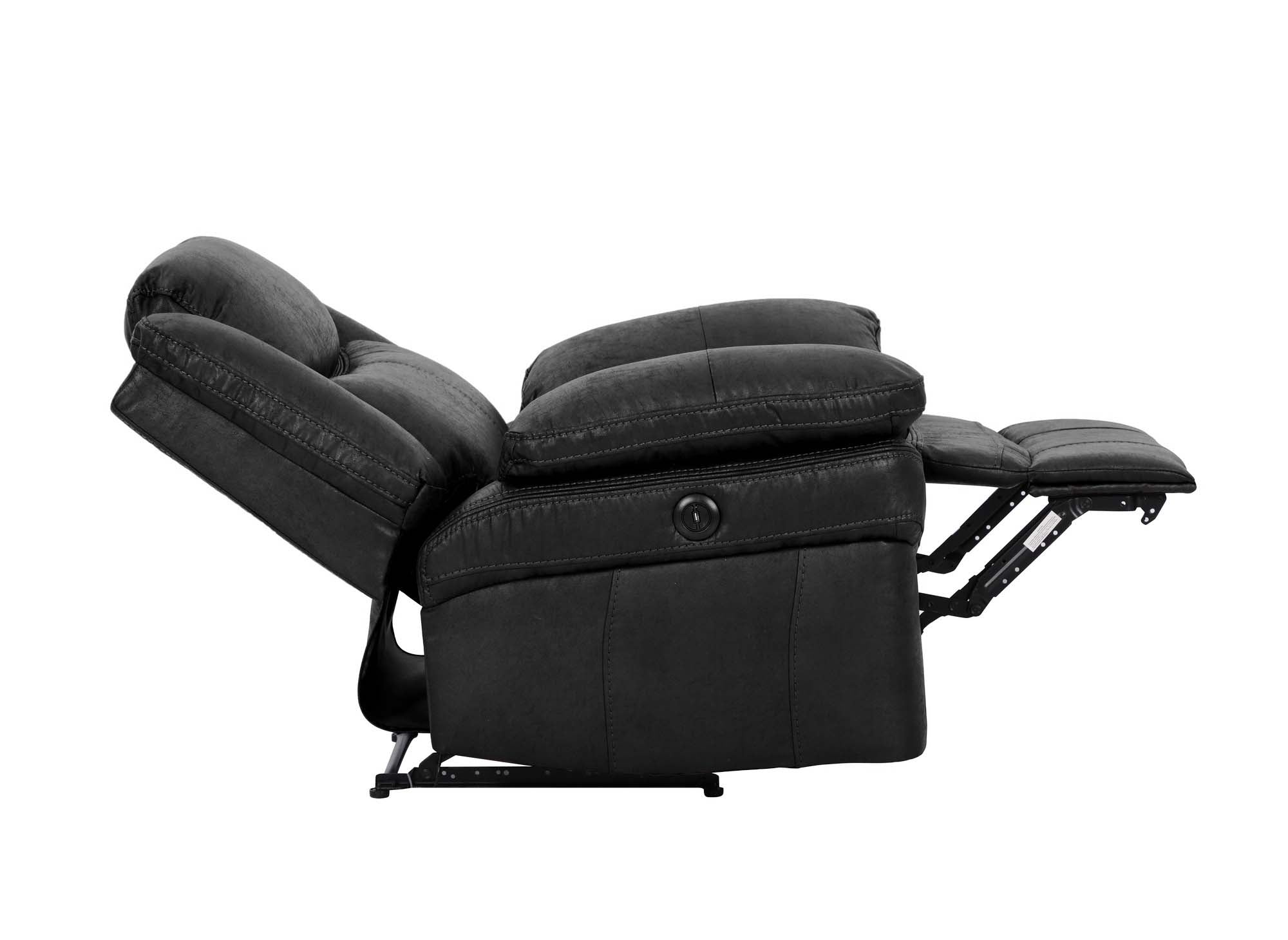 Sillón reclinable eléctrico ALFRED en piel sintética negra