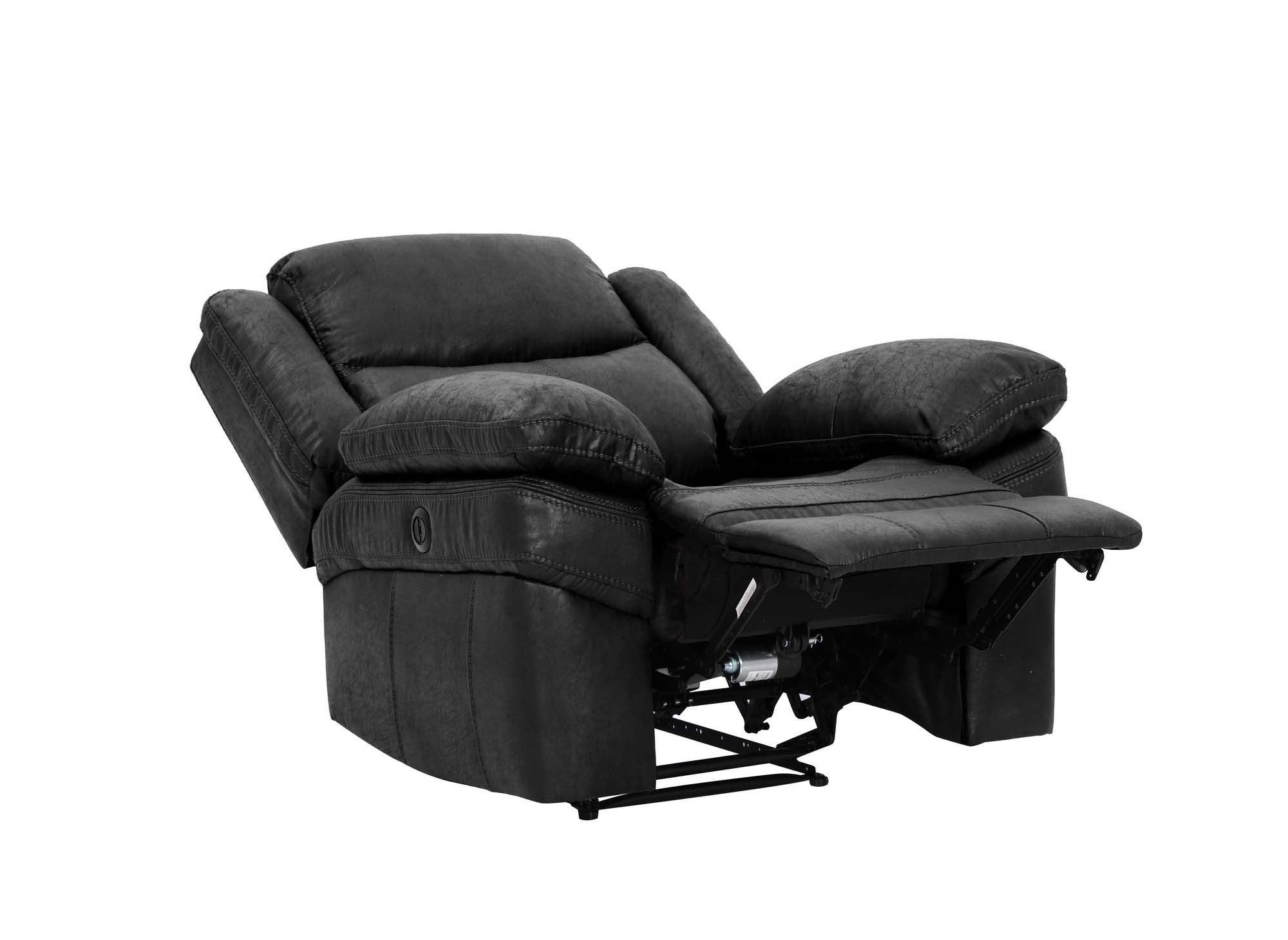 Sillón reclinable eléctrico ALFRED en piel sintética negra