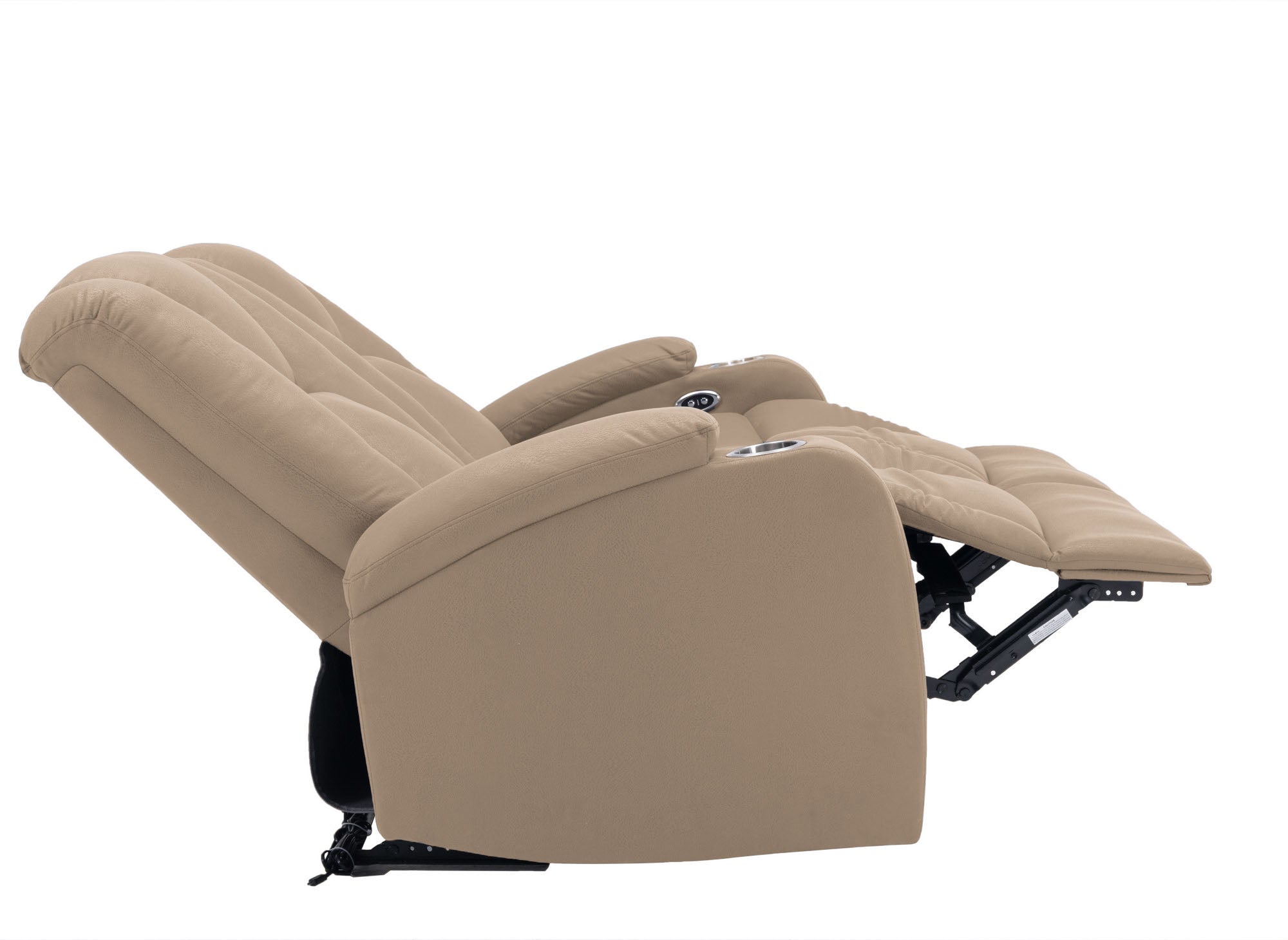 Sofá reclinable eléctrico de 2 plazas EL CLARENCE en tejido de microfibra beige