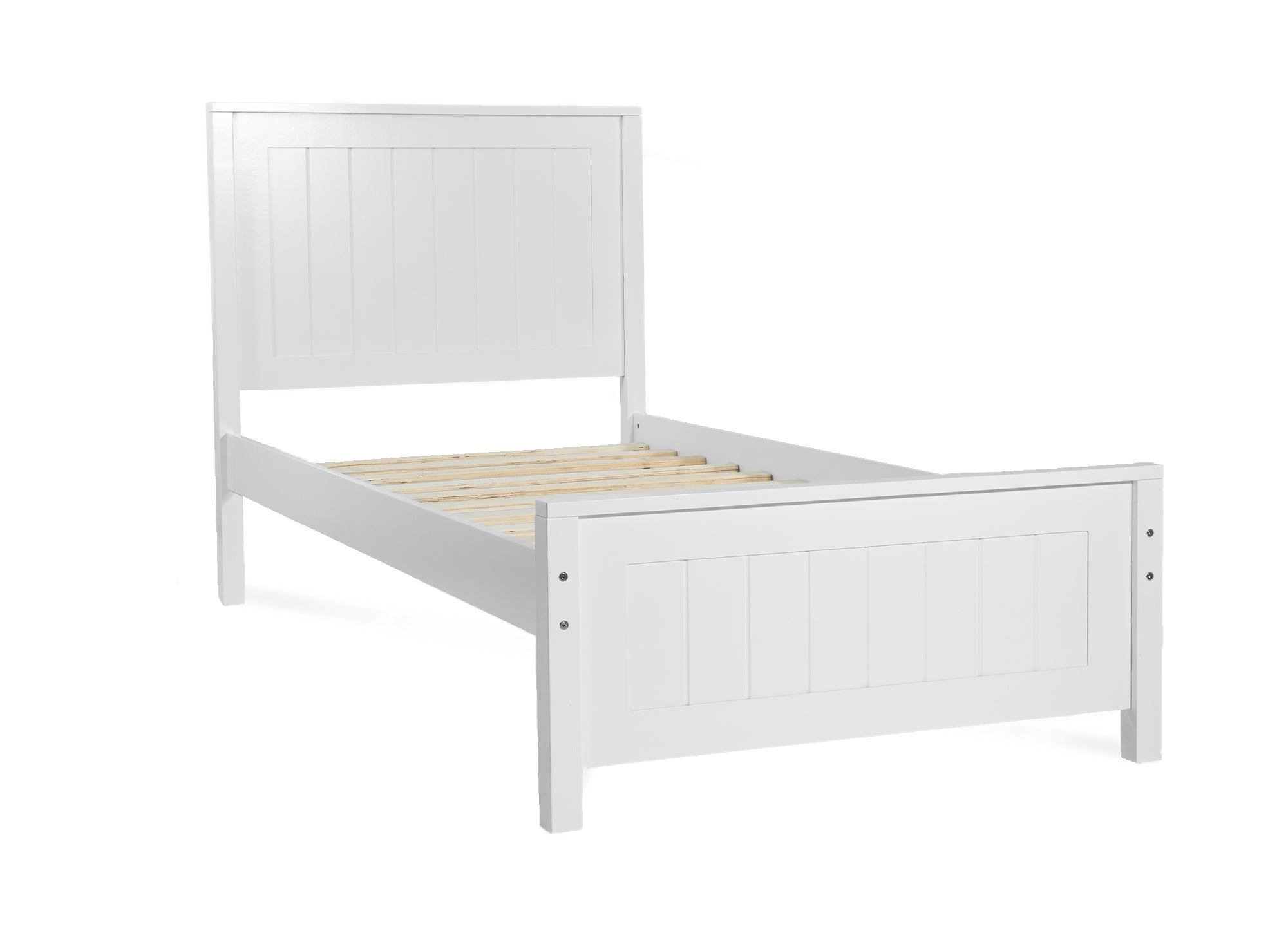 Cama individual Kenny de madera blanca, 90x190 cm