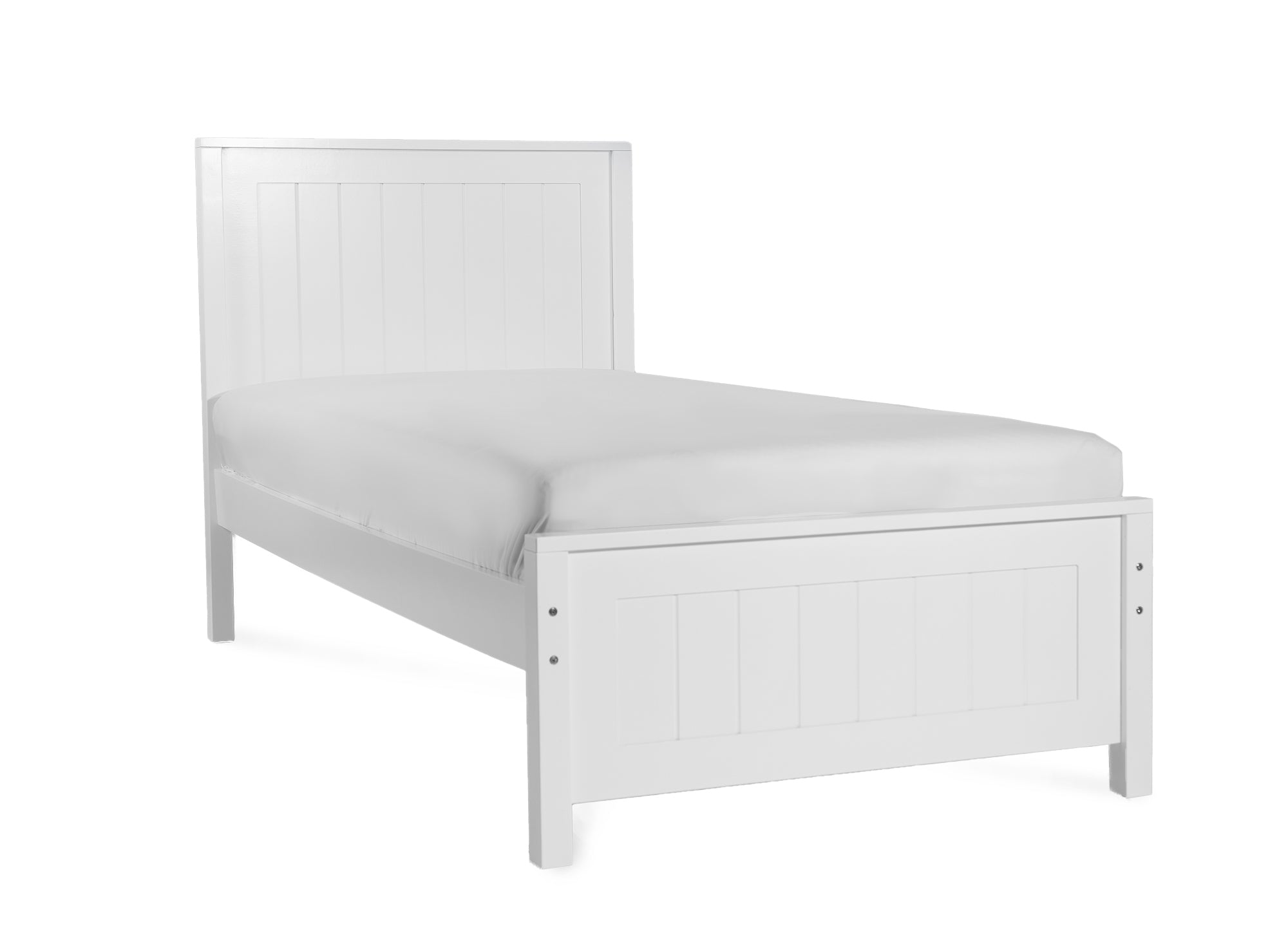 Cama individual Kenny de madera blanca, 90x190 cm