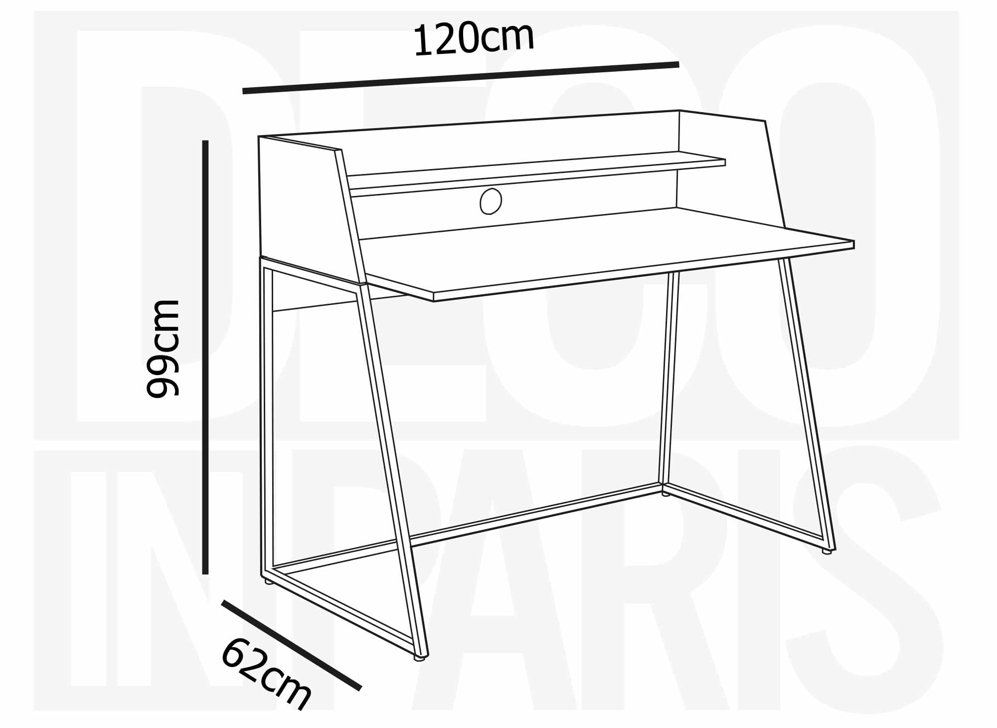 Escritorio de diseño industrial LUDINE con estante en madera y metal