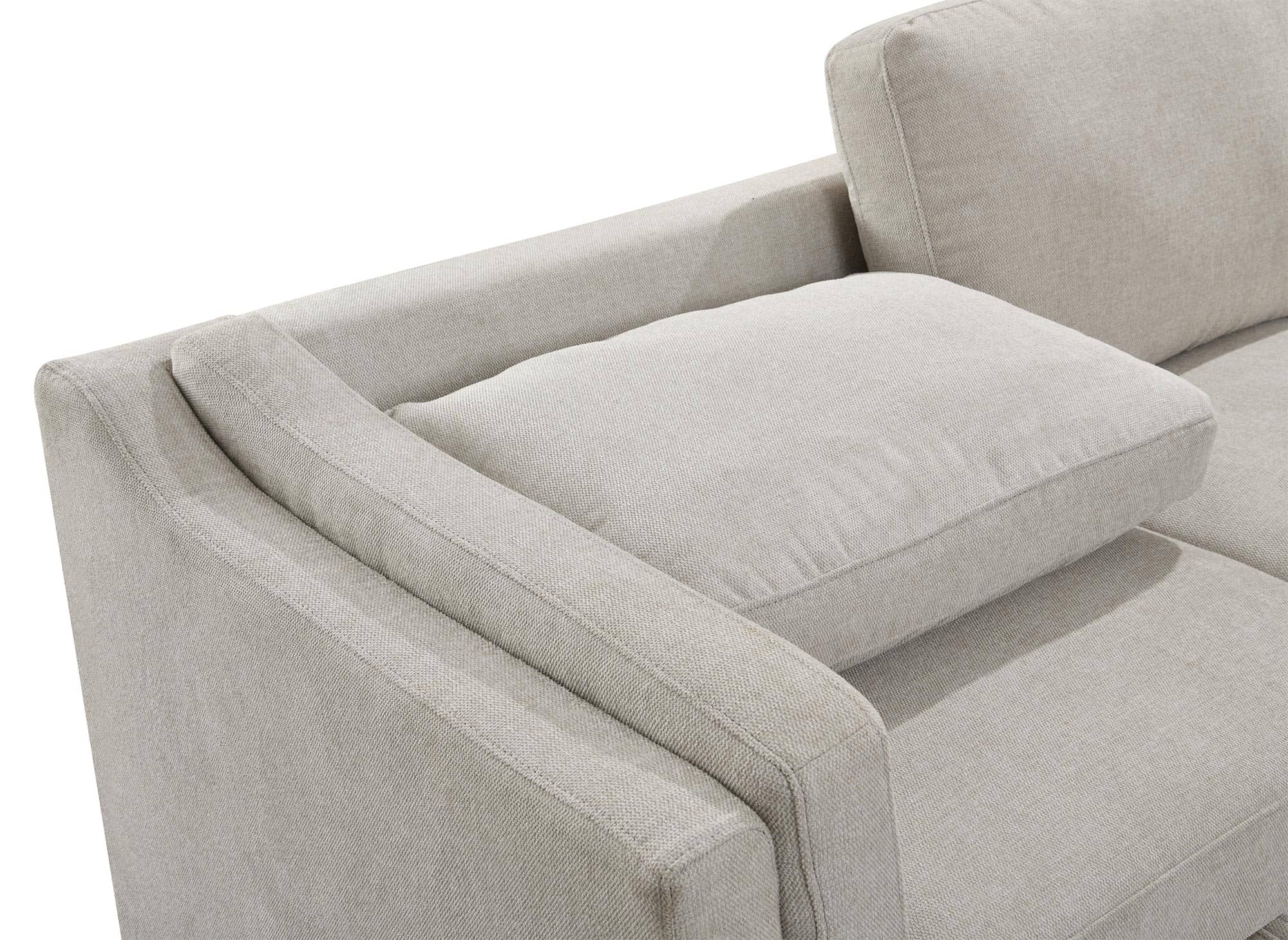 Sofá cama BARNEY con almacenaje en tela beige - Esquina derecha