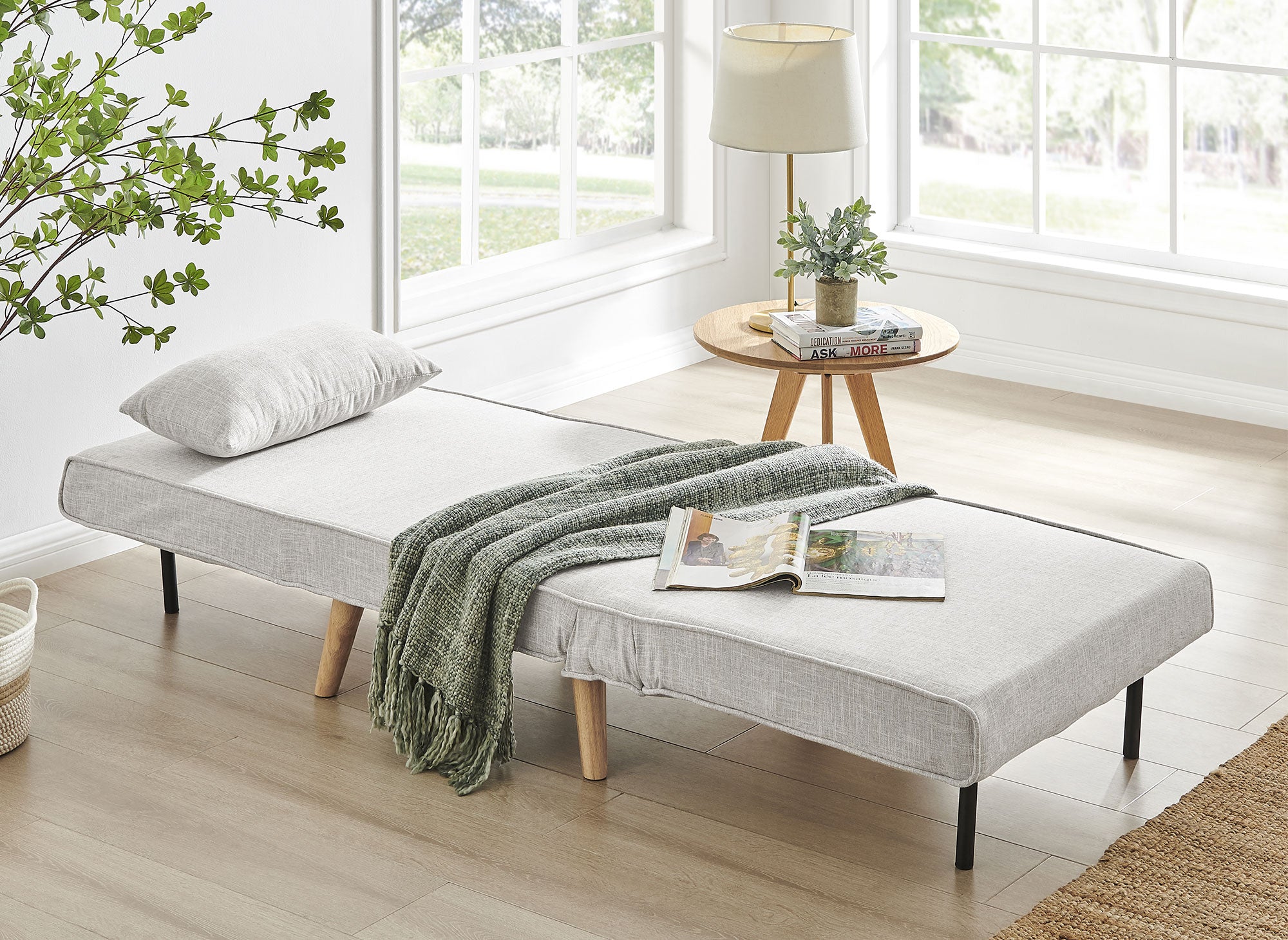 Sillón convertible TONKA en tela beige