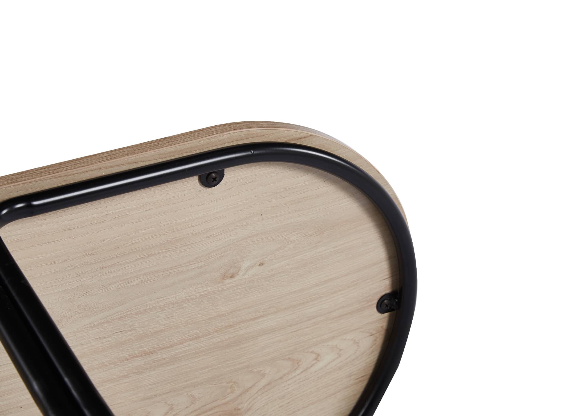 Conjunto de mesa de centro JUDITH en color madera con 2 pufs de tela beige