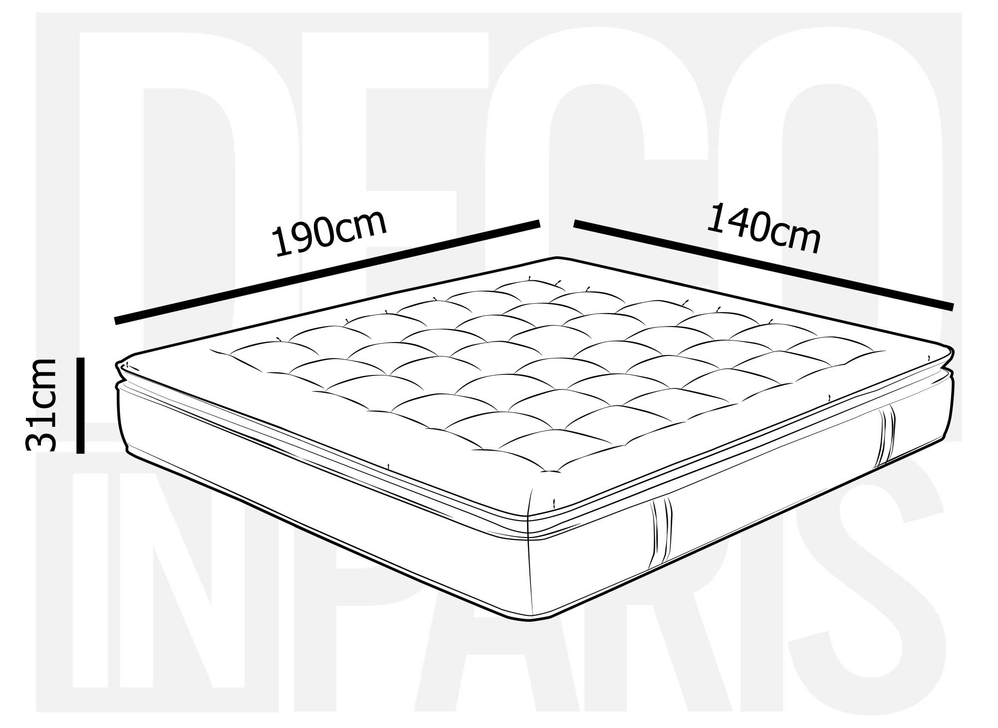Colchón híbrido SERENA: Espuma viscoelástica, gel y muelles ensacados, 140 x 190 cm, 31 cm de grosor