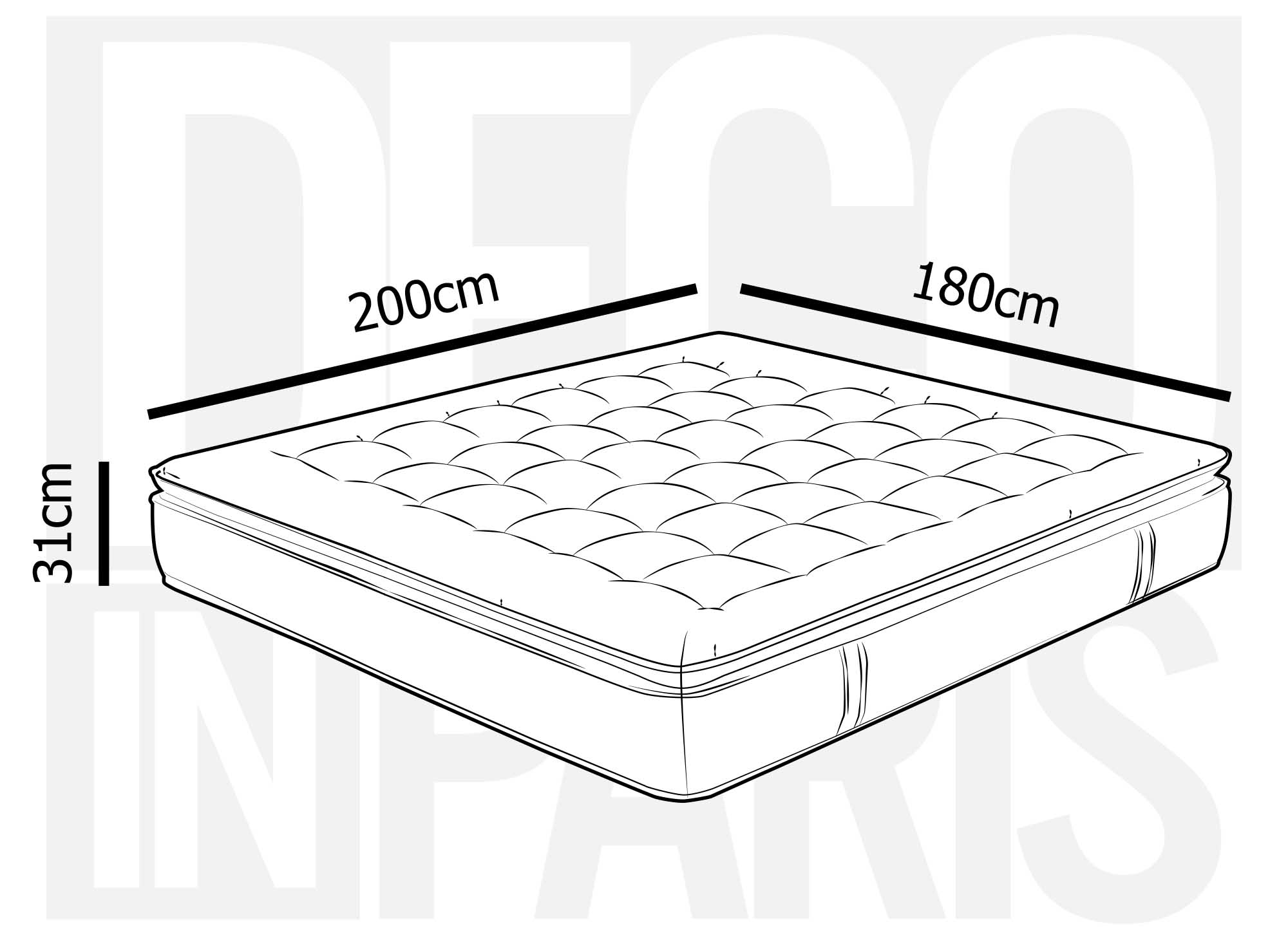 Colchón híbrido SERENA: Espuma viscoelástica, gel y muelles ensacados, 180 x 200 cm, 31 cm de grosor