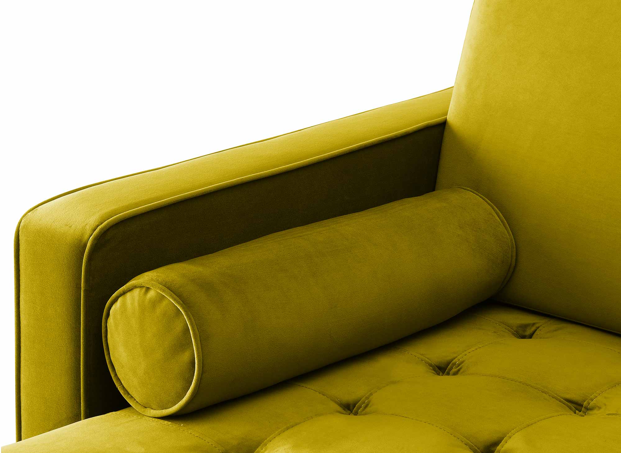 Sofá esquinero escandinavo SALAMBO en terciopelo verde dorado - Esquina izquierda