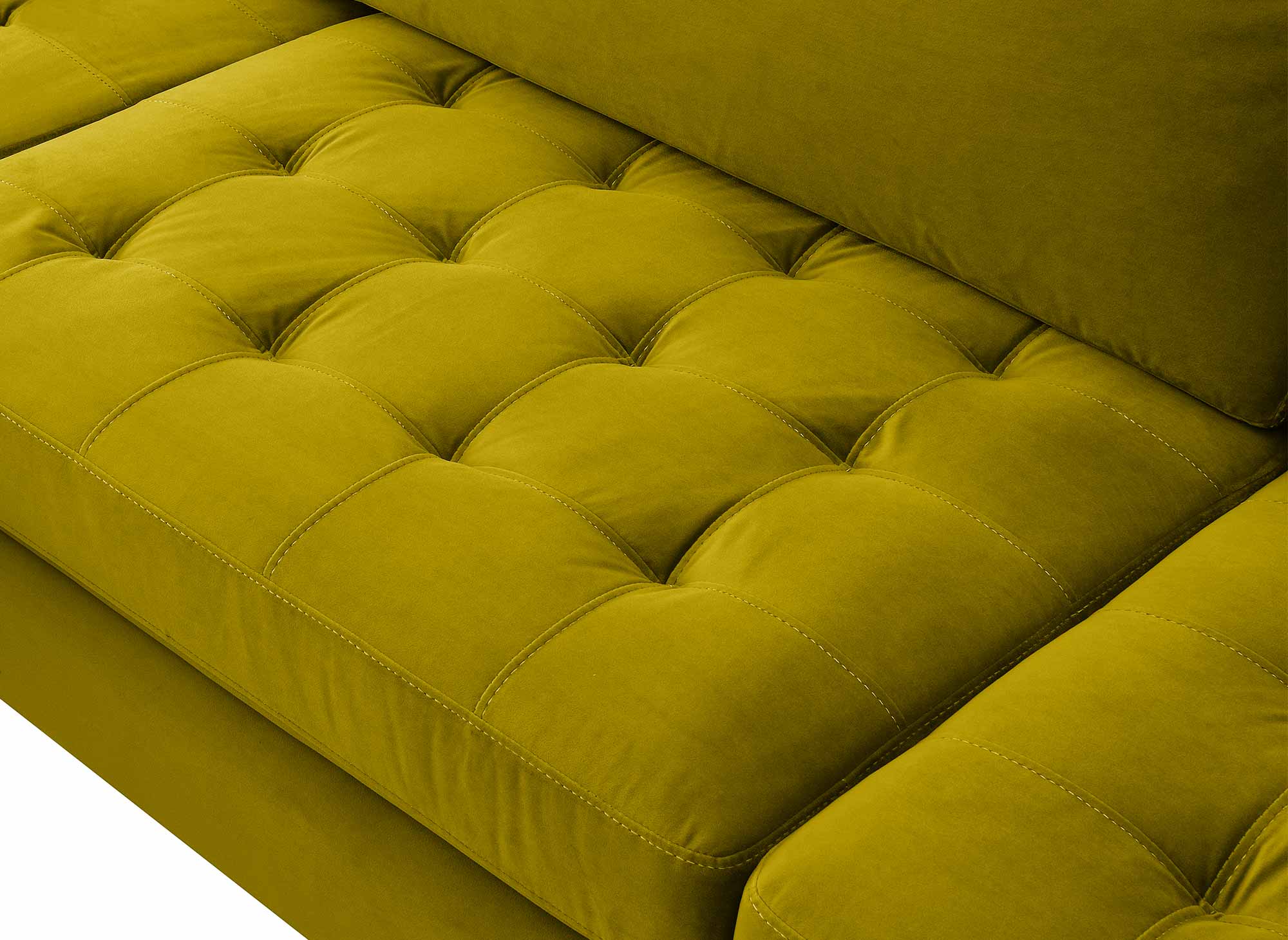 Sofá esquinero escandinavo SALAMBO en terciopelo verde dorado - Esquina derecha