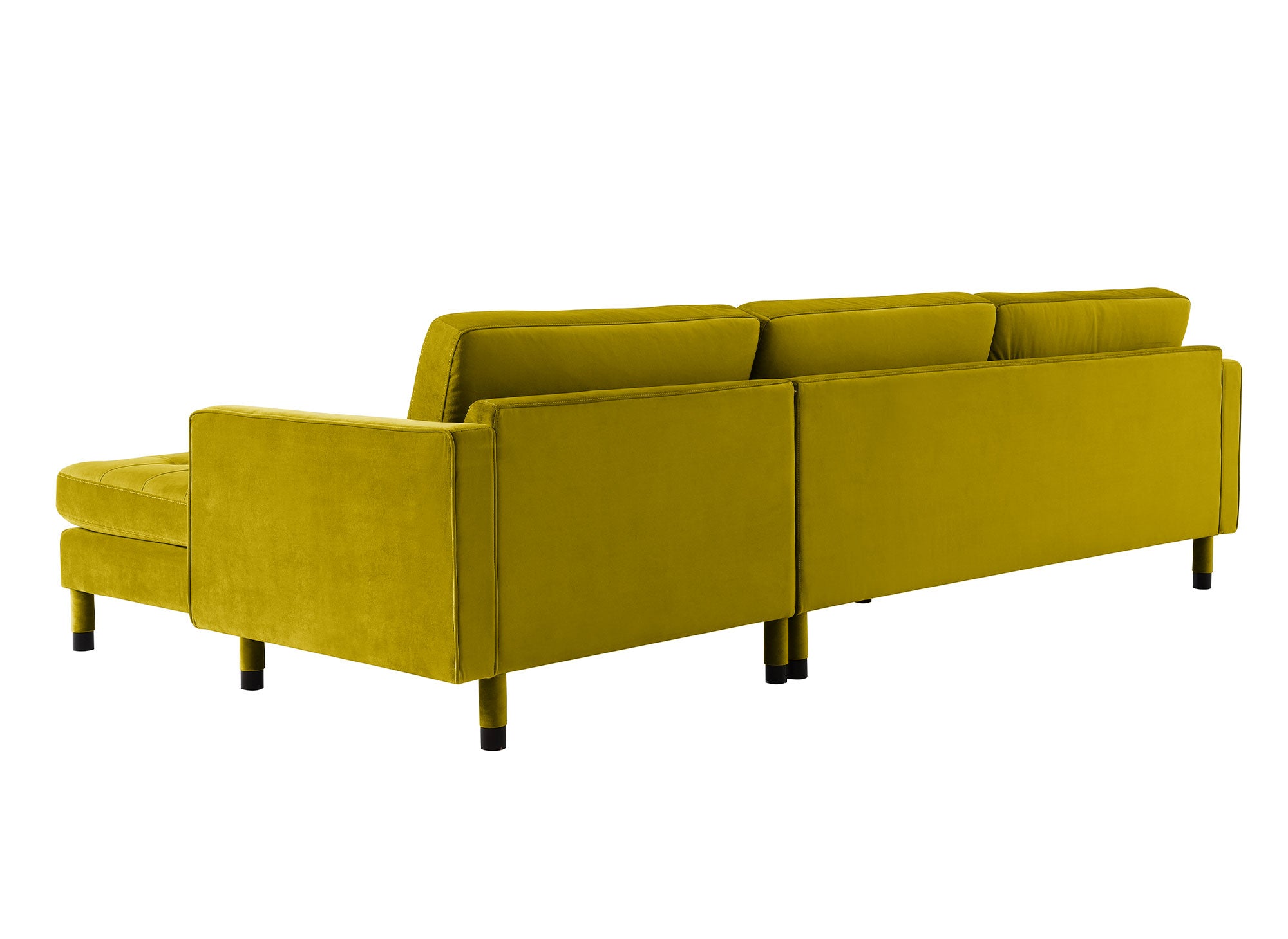 Sofá esquinero escandinavo SALAMBO en terciopelo verde dorado - Esquina derecha