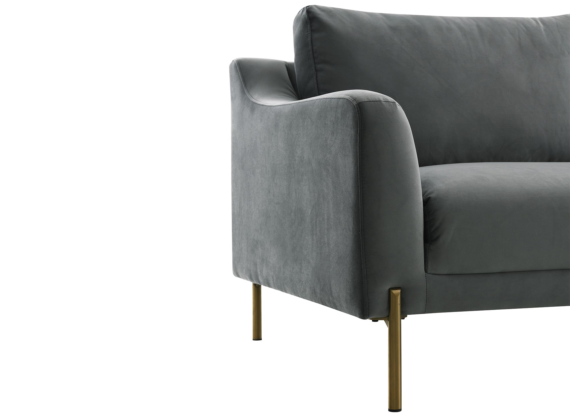 Sofá esquinero CELINE con chaise longue en terciopelo gris - Esquina derecha